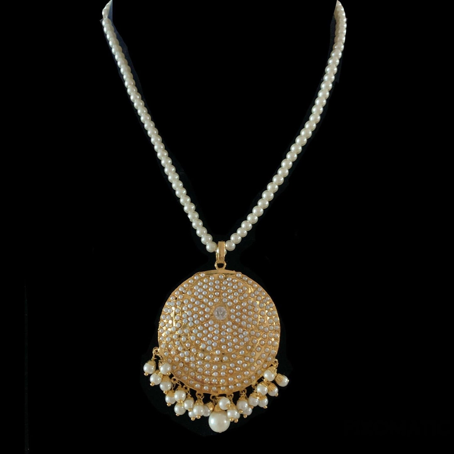 PS473 Ruhi jadau pendant set in pearls ( READY TO SHIP )