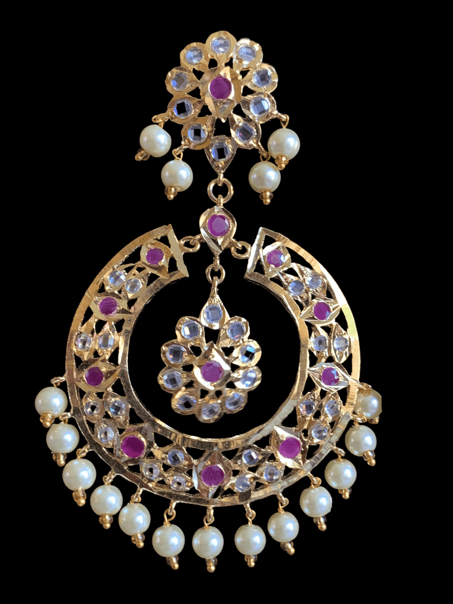 DER216 Reeba chandbali in rubies  (SHIPS IN 2 WEEKS )
