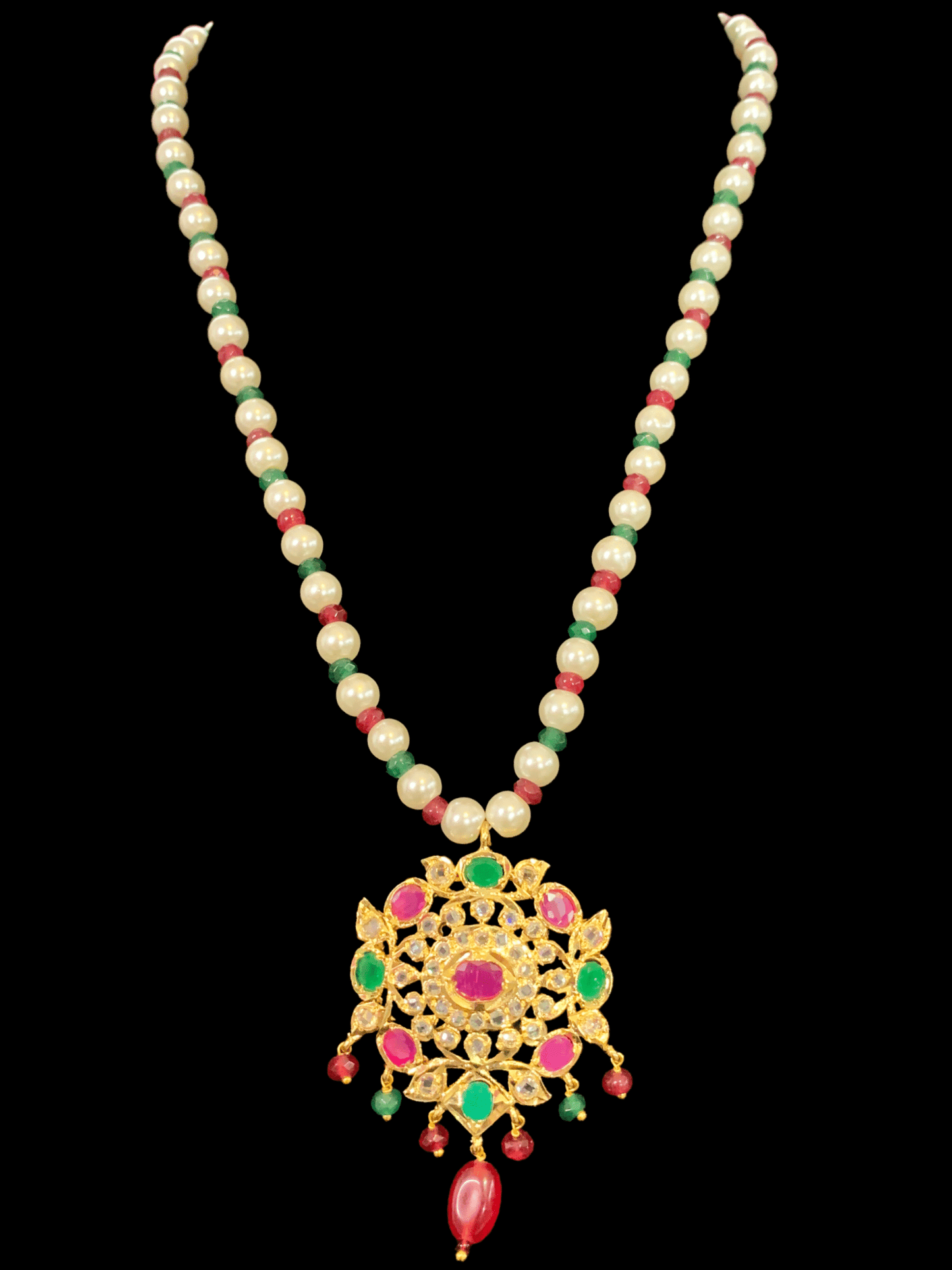 PS434 Ammara pendant set in red green ( READY TO SHIP )