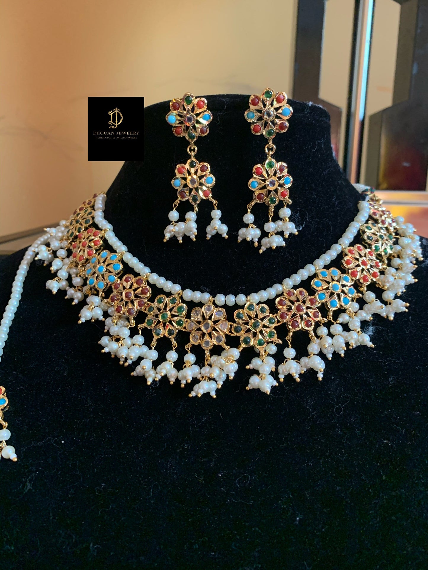NS95  Malavika flower set ( navratan )  (READY TO SHIP)