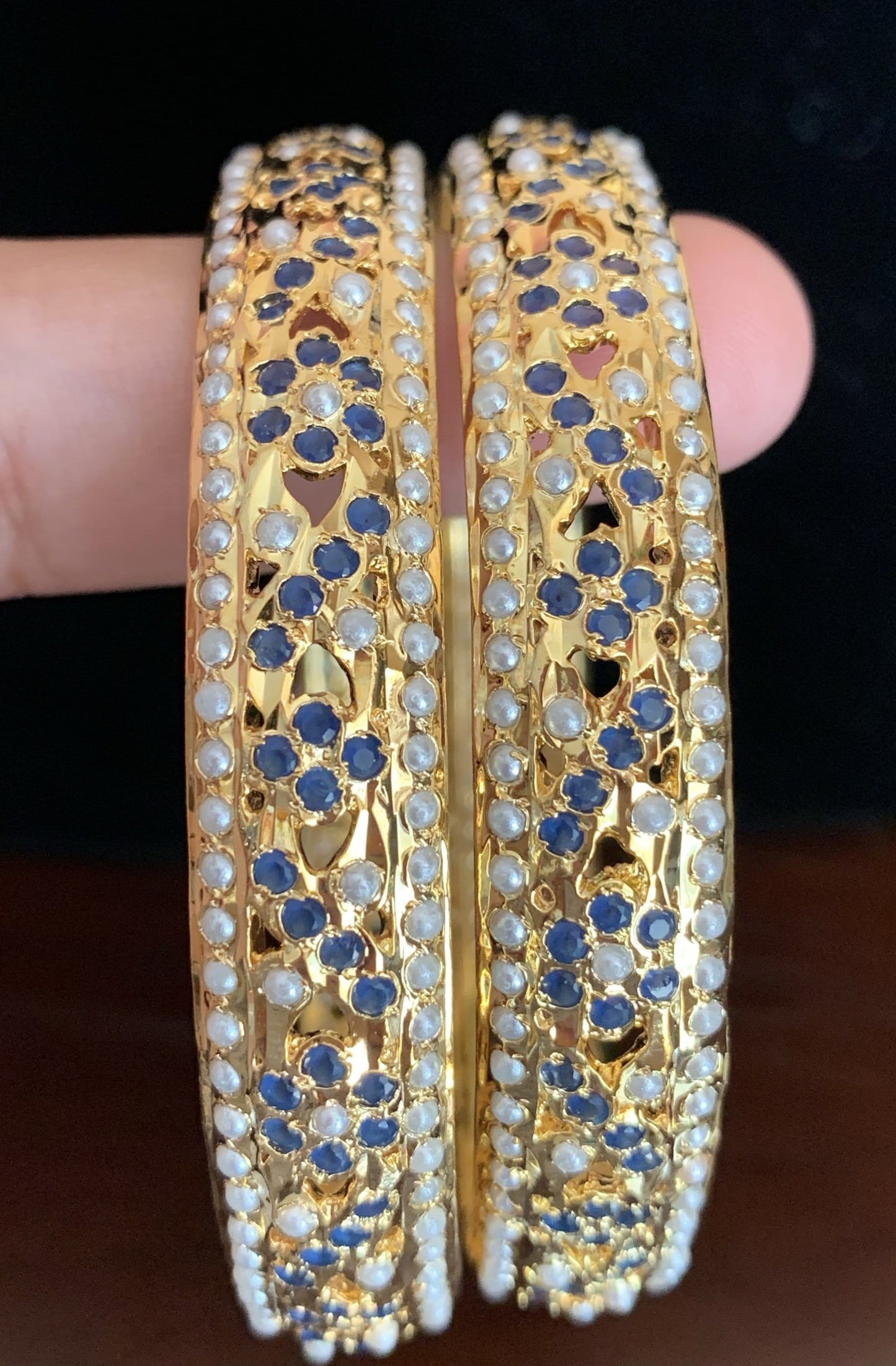 B164 Leela bangles in sapphire blue (SHIPS IN 4 WEEKS )