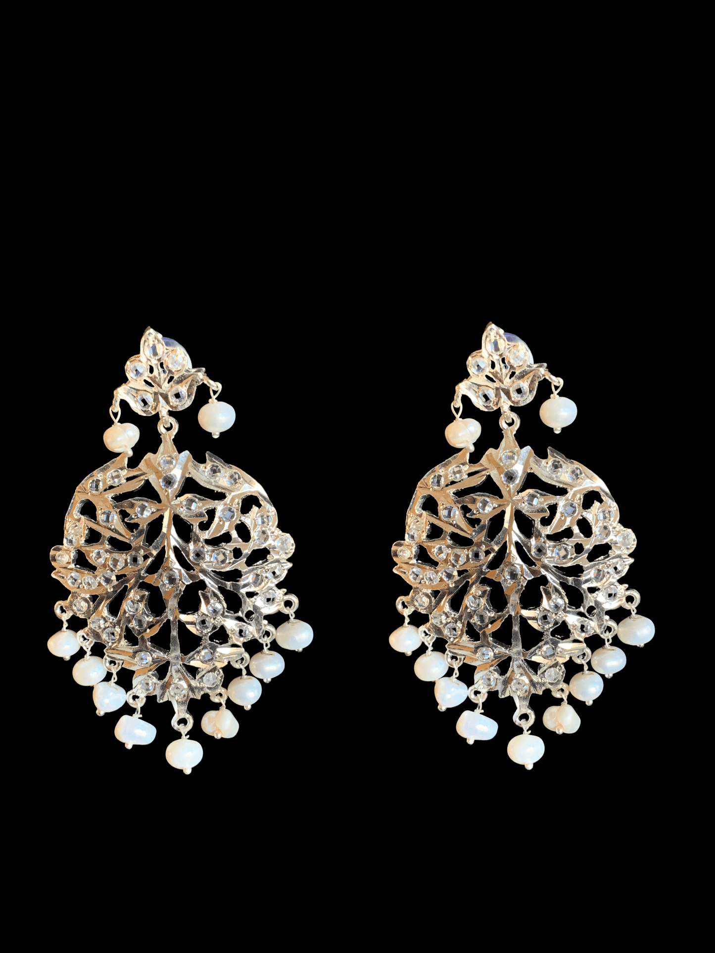 DER325 Aryana chandbali in silver plating (READY TO SHIP )