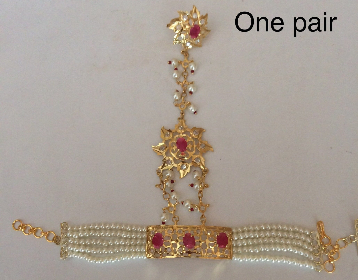 HP5 Nihala Hyderabadi haath Phool in rubies (READY TO SHIP )