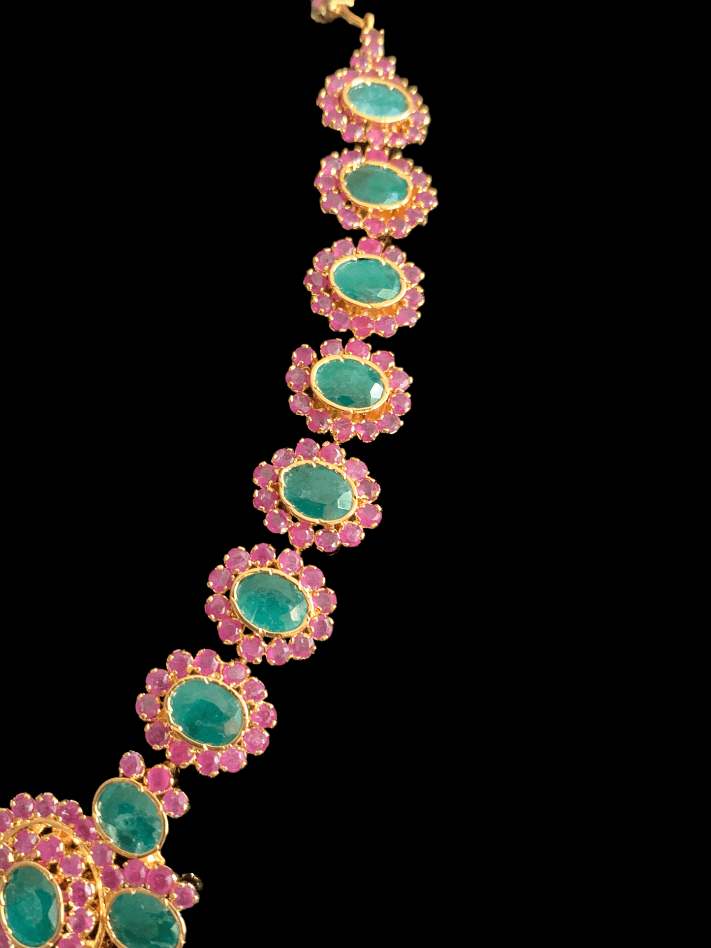 NS235 NEELAM, real ruby emerald gold plated necklace set ( READY TO SHIP)