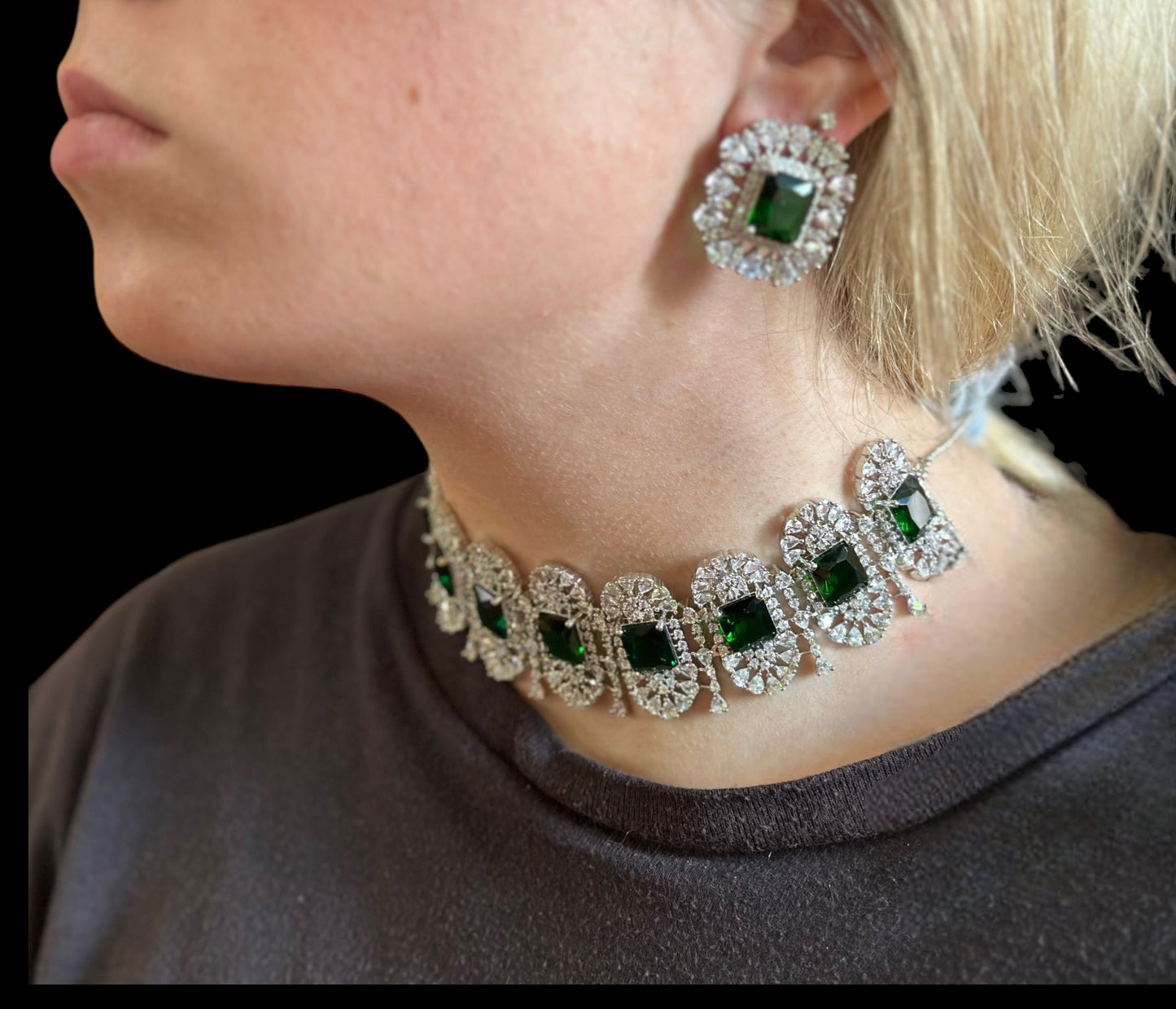 C260 Kiara Silver plated choker set ( READY TO SHIP )