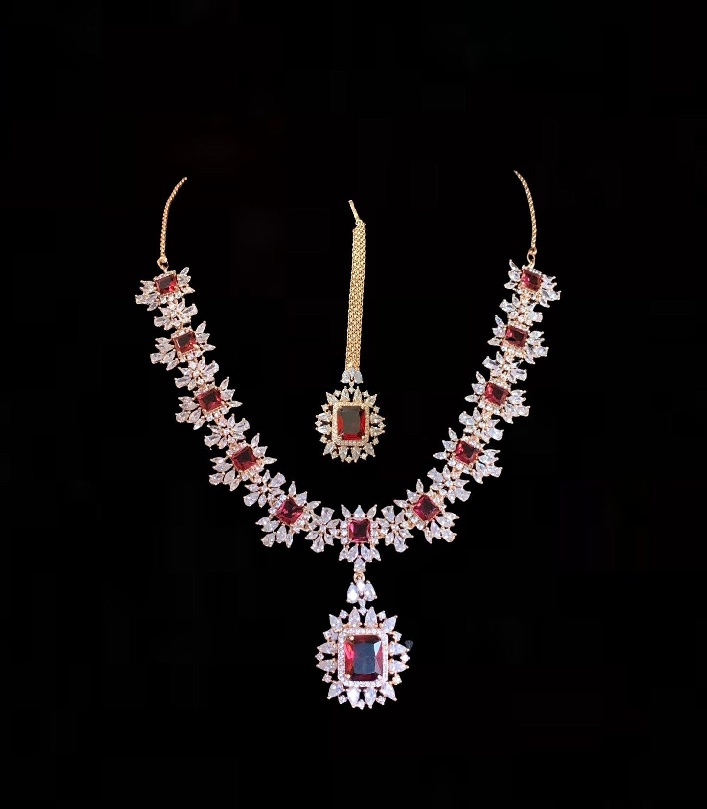 BR29 Sarah  gold plated cz set in ruby  ( READY TO SHIP )