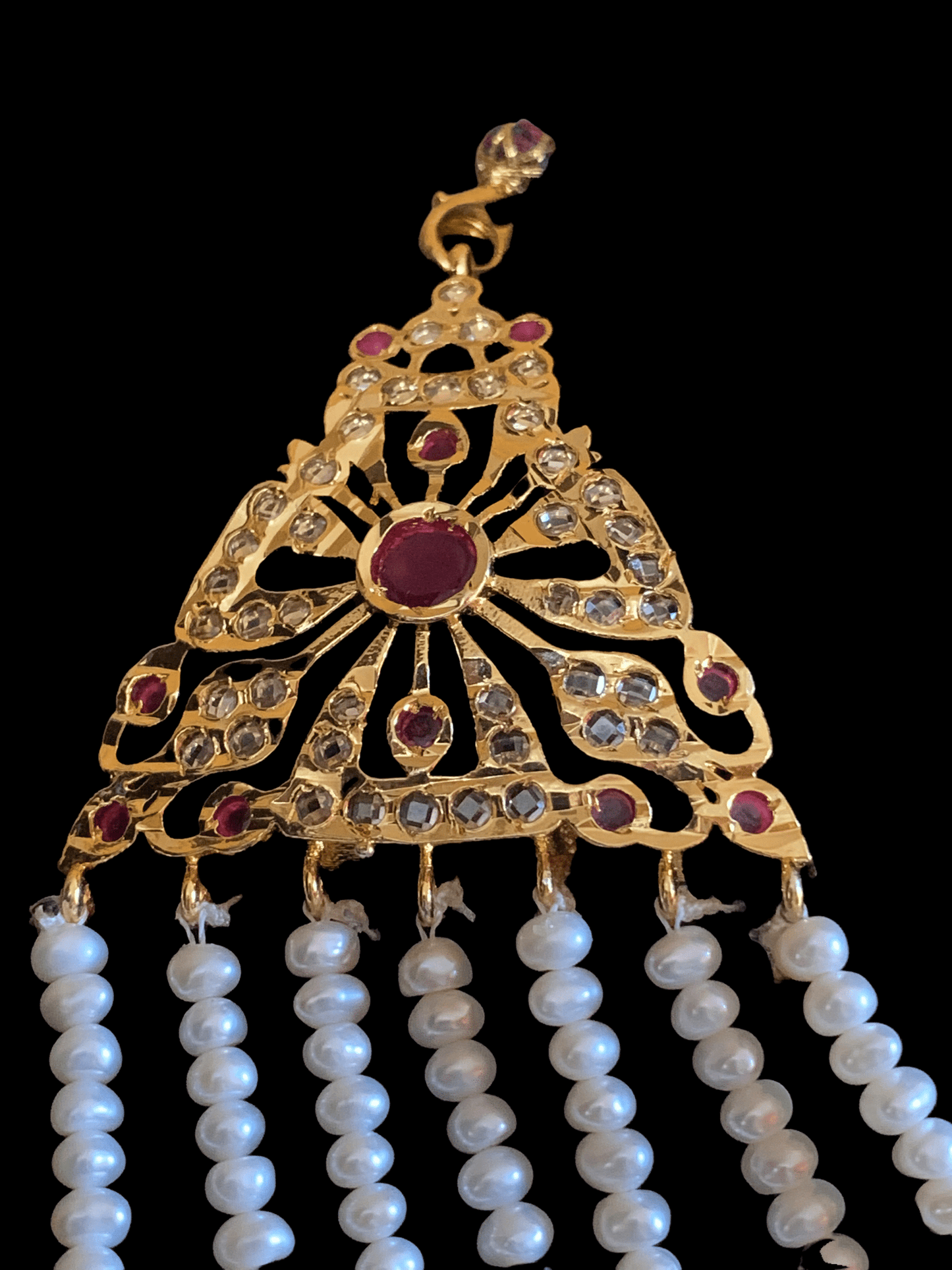 SAT7 Talia satlada in fresh water pearls - ruby (READY TO SHIP)