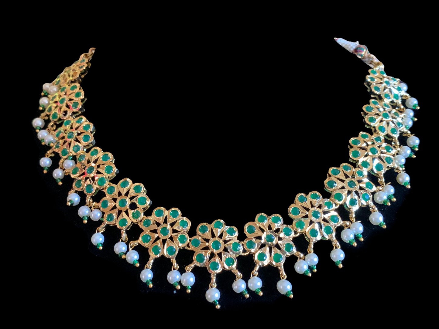 NS373 Malavika necklace set in green ( SHIPS IN 4 WEEKS)
