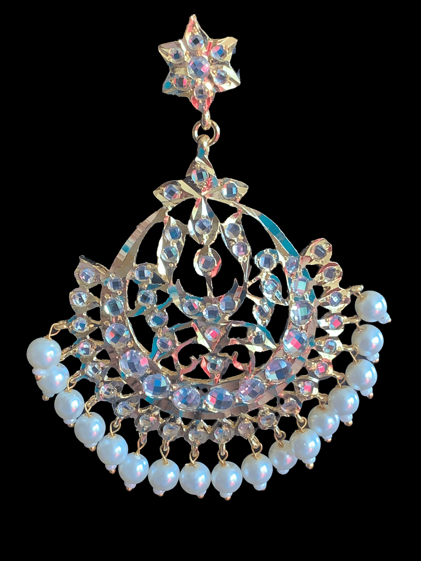 DER127 Sehra chandbali in shell pearls . ( READY TO SHIP )