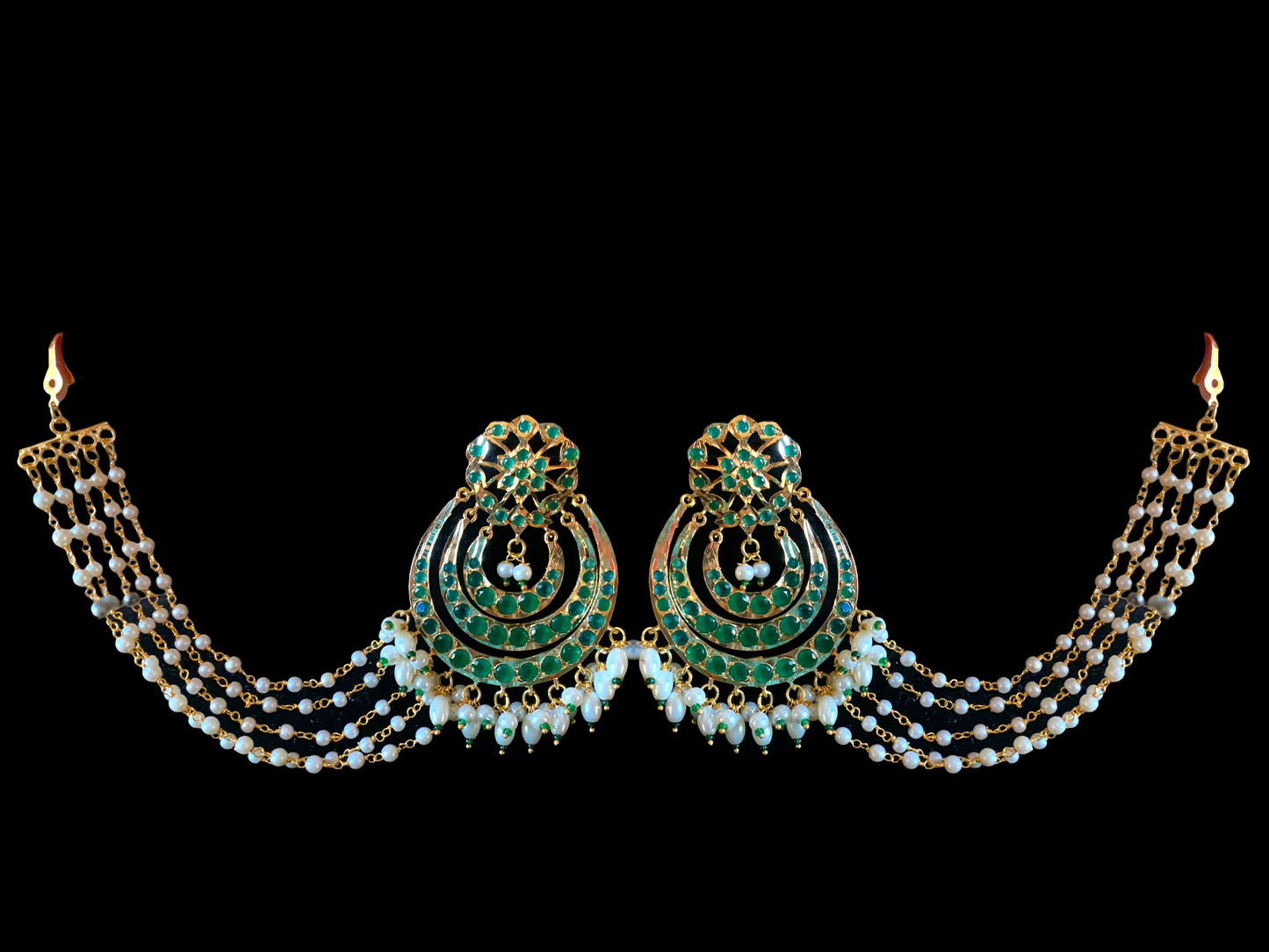 NS373 Malavika necklace set in green ( SHIPS IN 4 WEEKS)