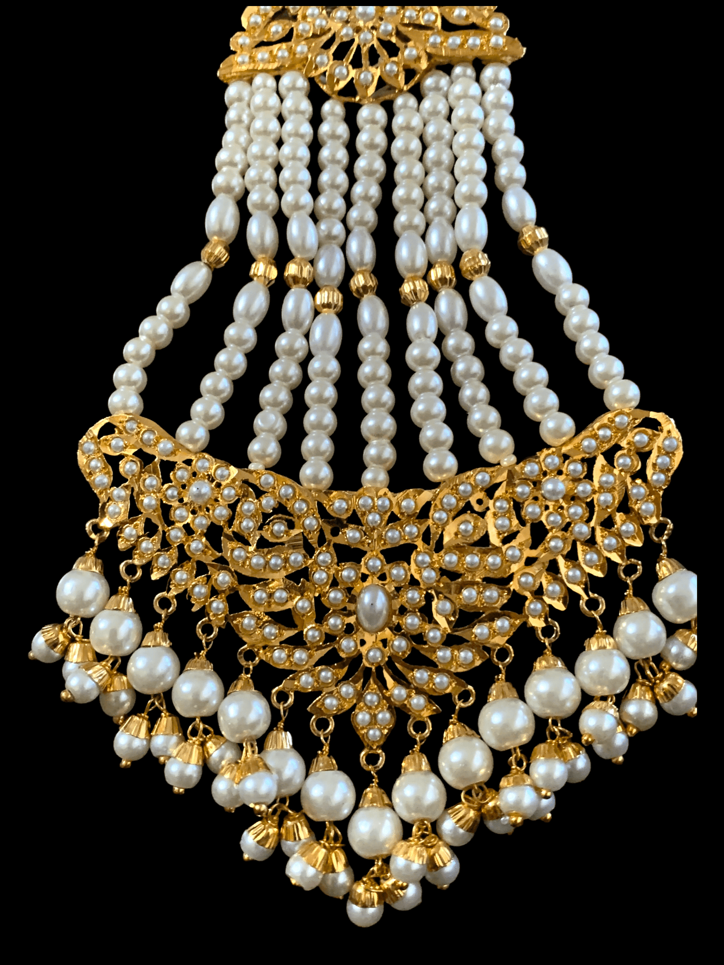 DJHR44 Hema jadau jhoomar in pearls ( READY TO SHIP )