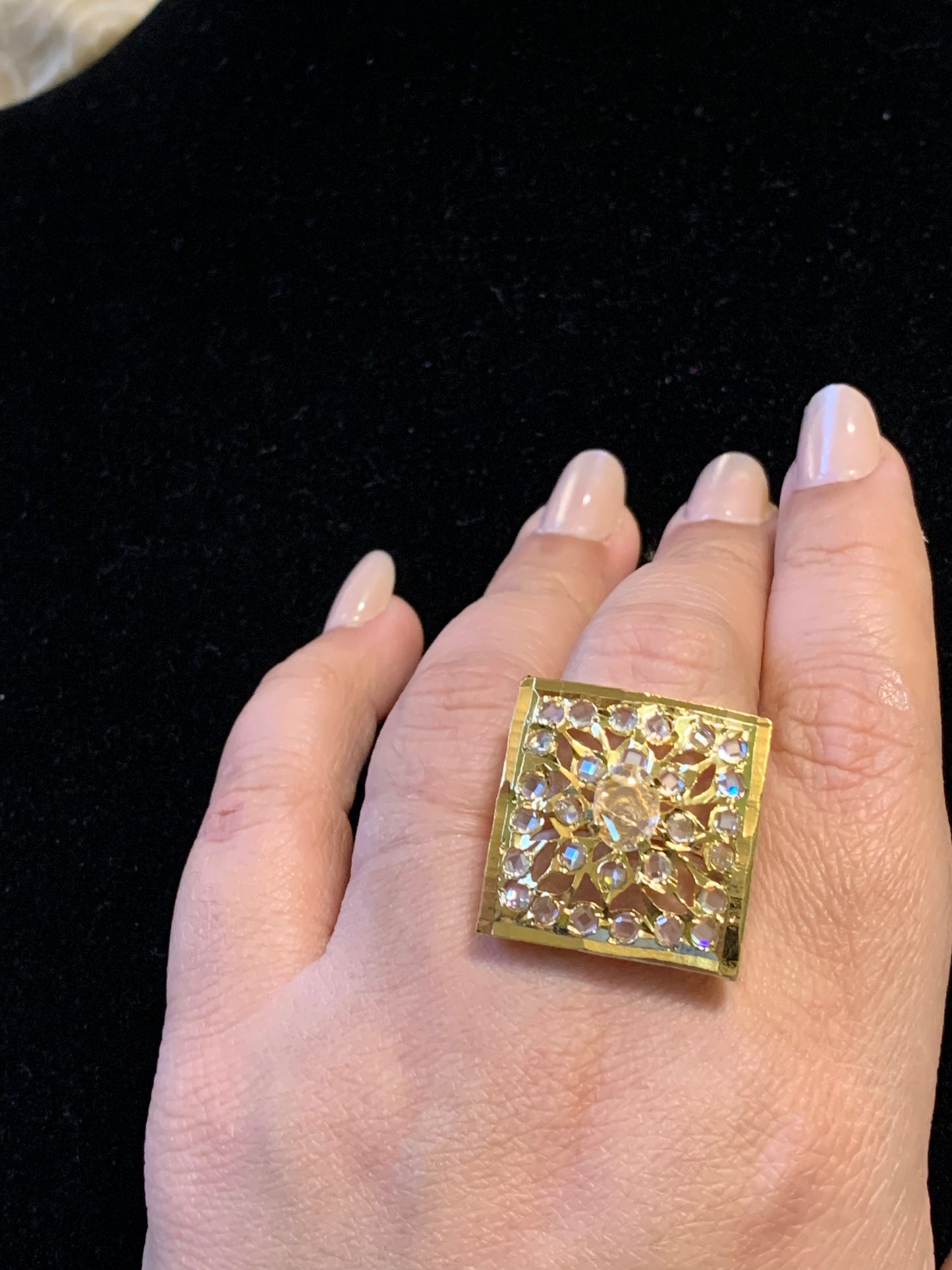 DJR80 Gold plated square ring- clear (READY TO SHIP)