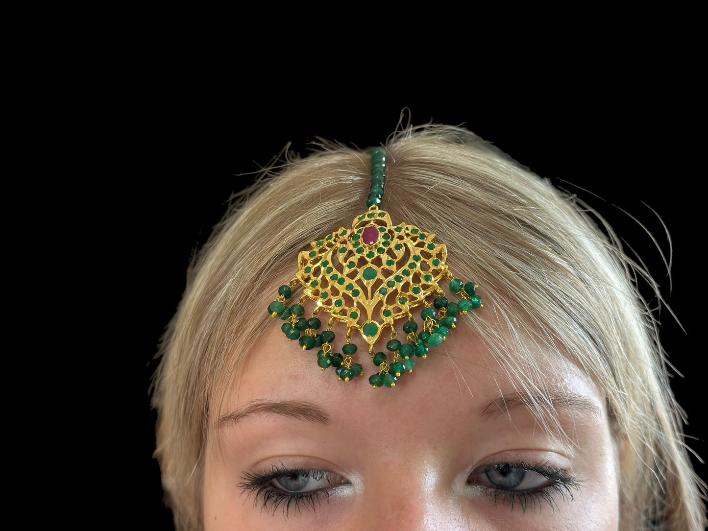 DJTK130  Ekta tika in ruby emerald ( READY TO SHIP )