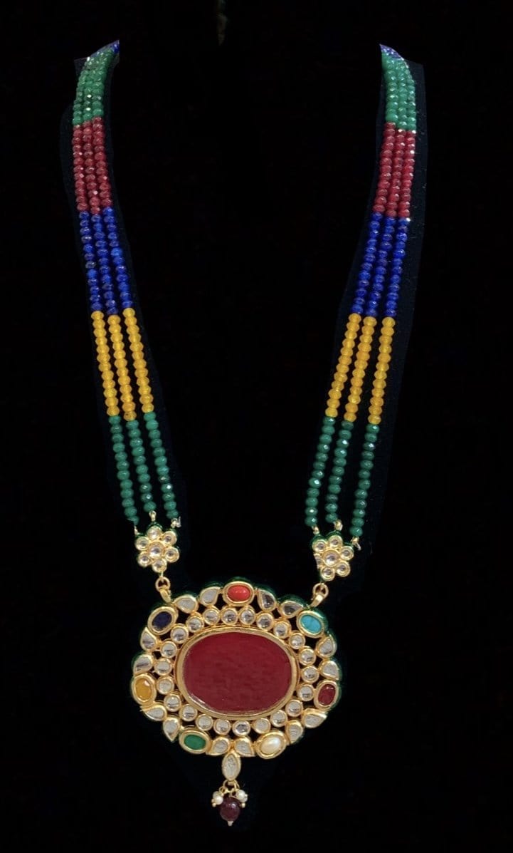 LN155 Neeli navratan rani haar with earrings ( SHIPS IN 2 WEEKS )
