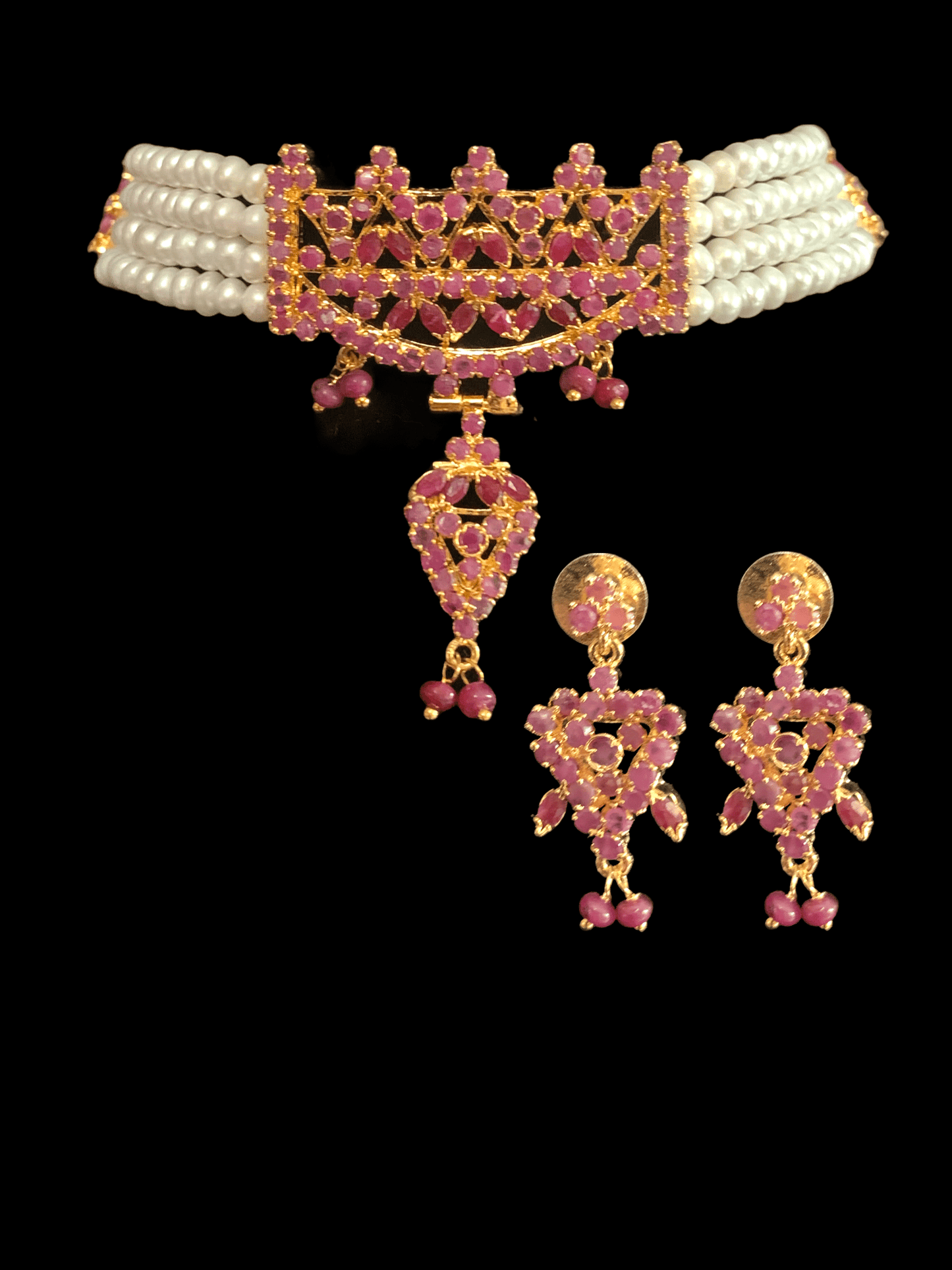 C117 Ruby choker with earrings ( READY TO SHIP )