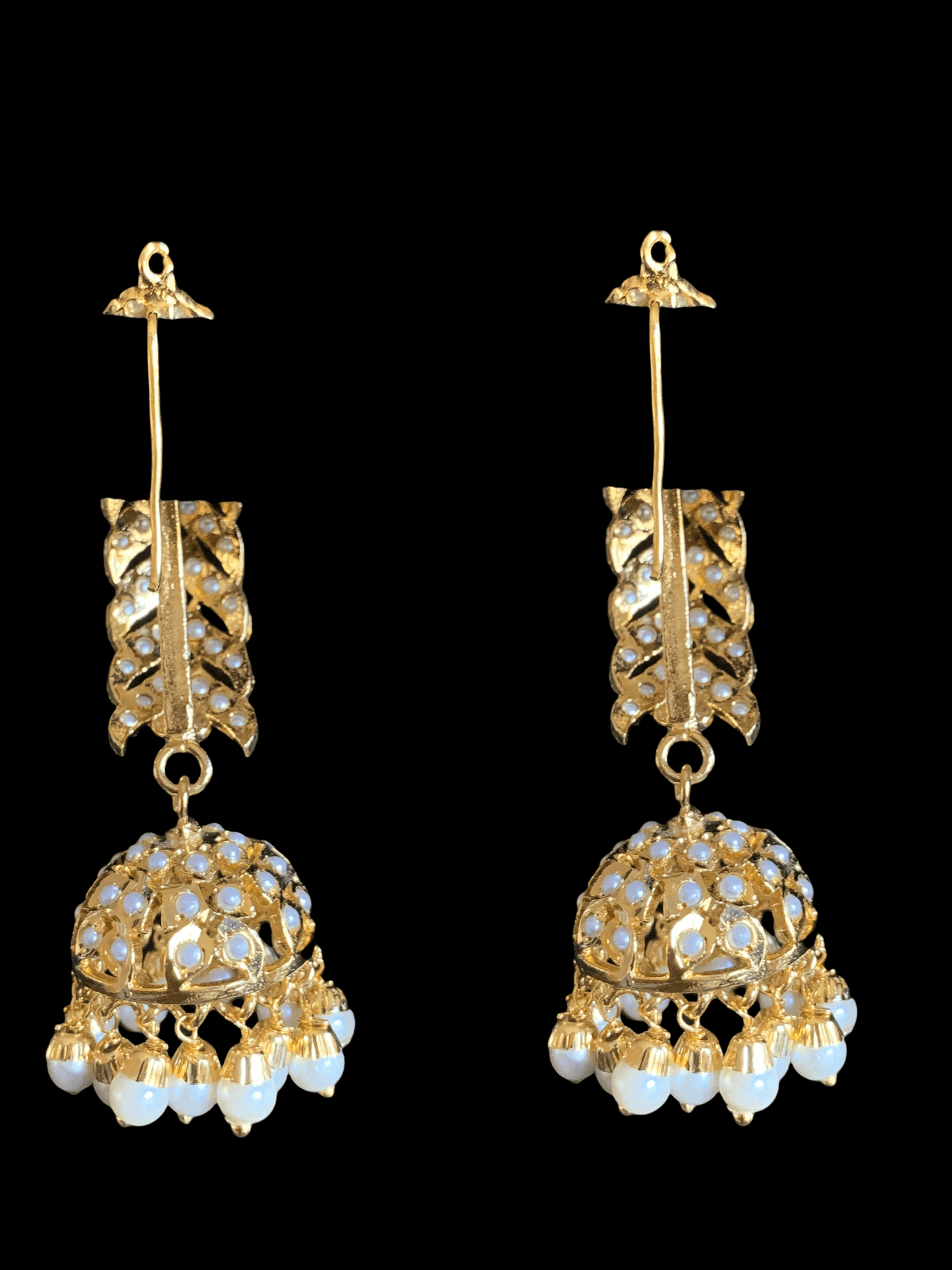 DER369 Gina jhumka - pearls ( SHIPS IN 3 WEEKS )