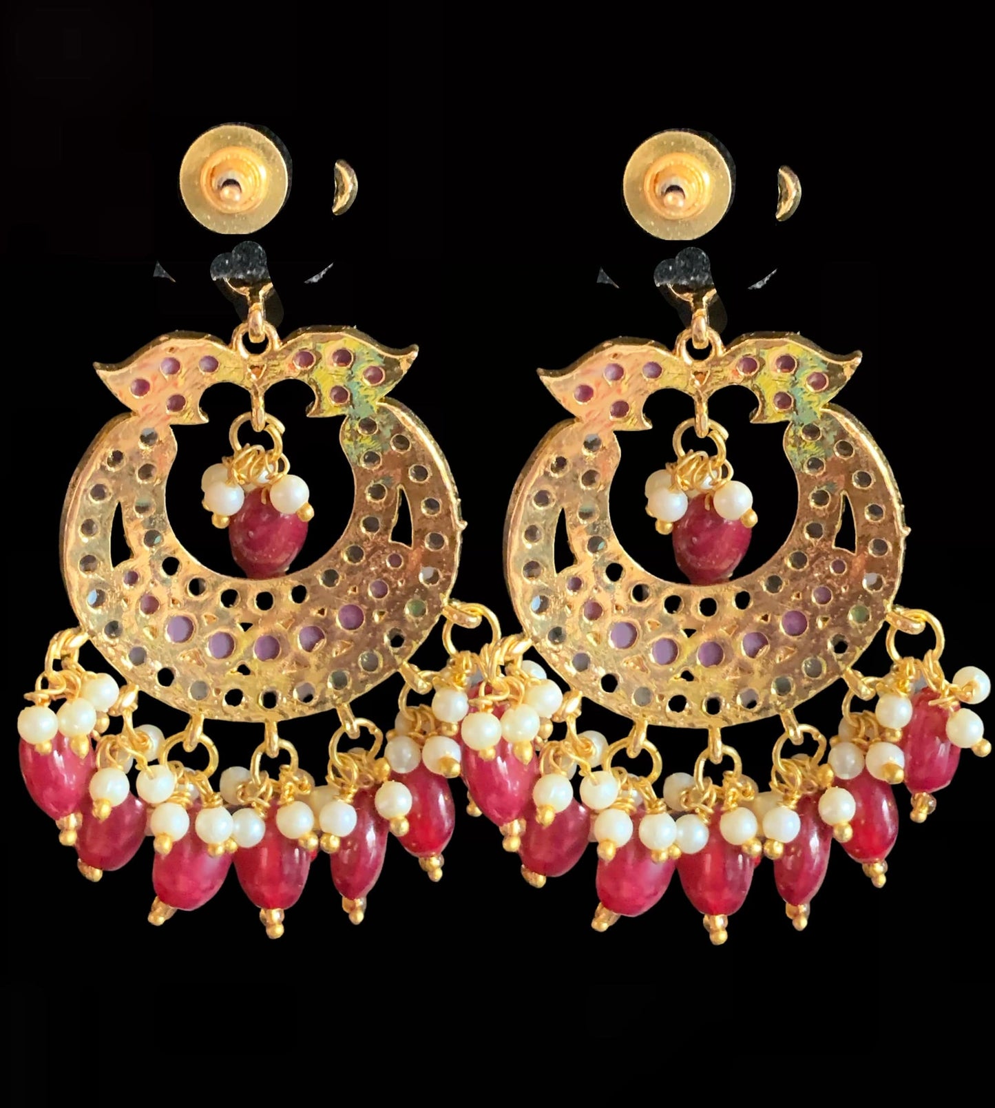 DER135 Nidhi Hyderabadi Chandbali -ruby ( READY TO SHIP)