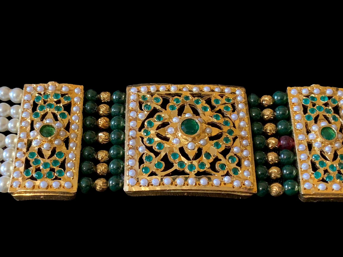 B64 Saira jadau bracelet in green ( READY TO SHIP )