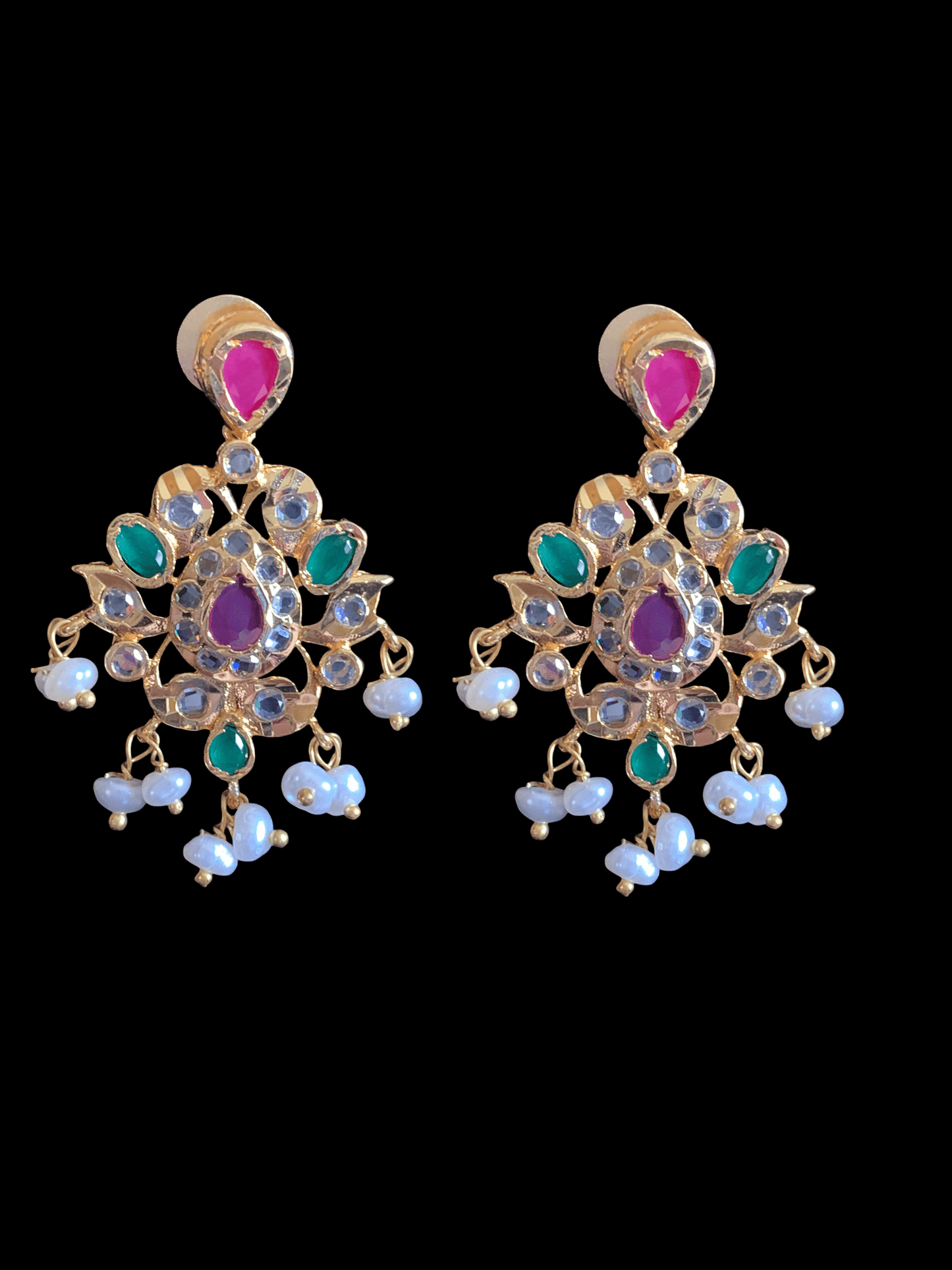 PS513 Hania hyderabadi pendant set in ruby emerald ( READY TO SHIP )