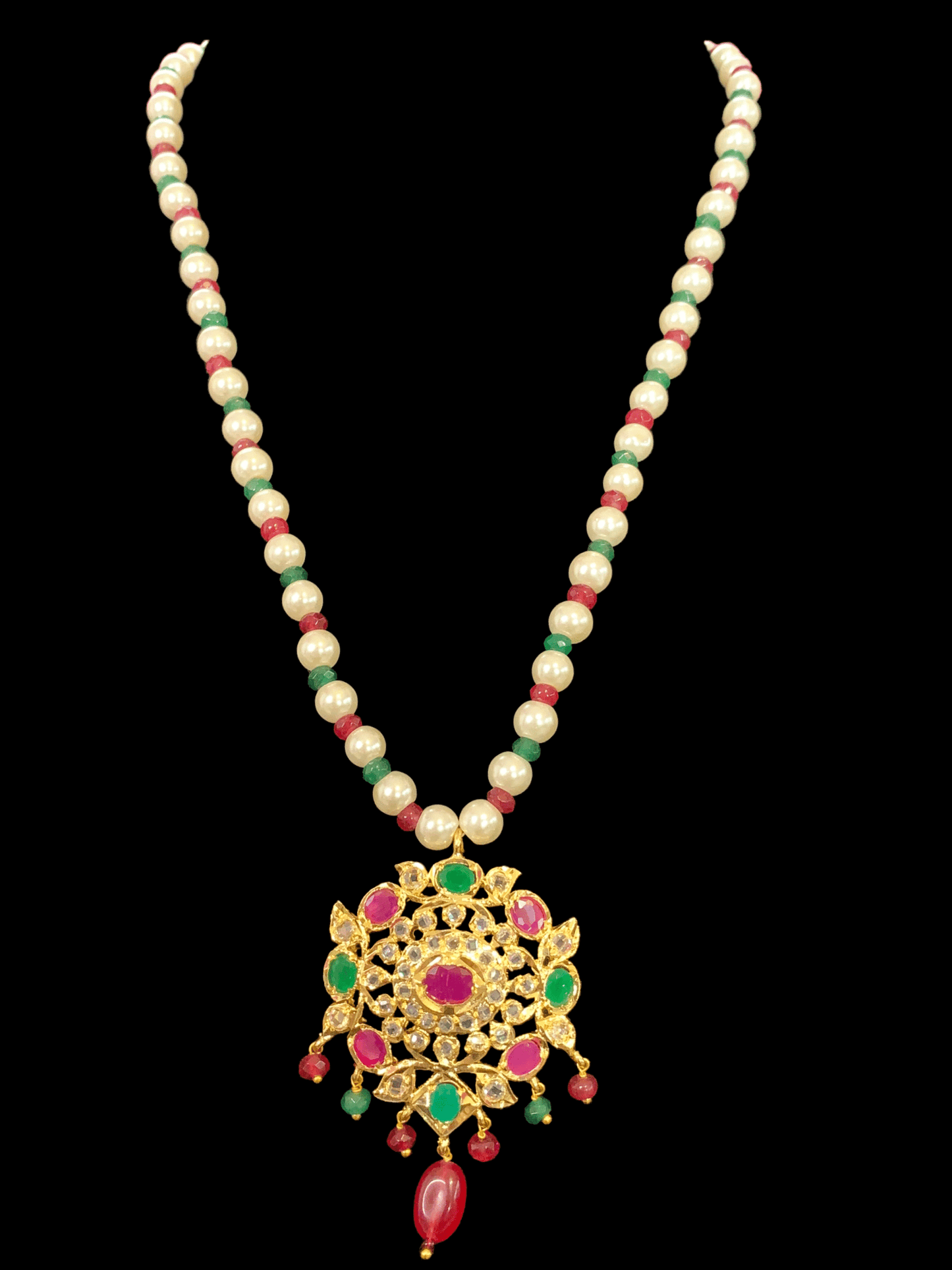 PS434 Ammara pendant set in red green ( READY TO SHIP )