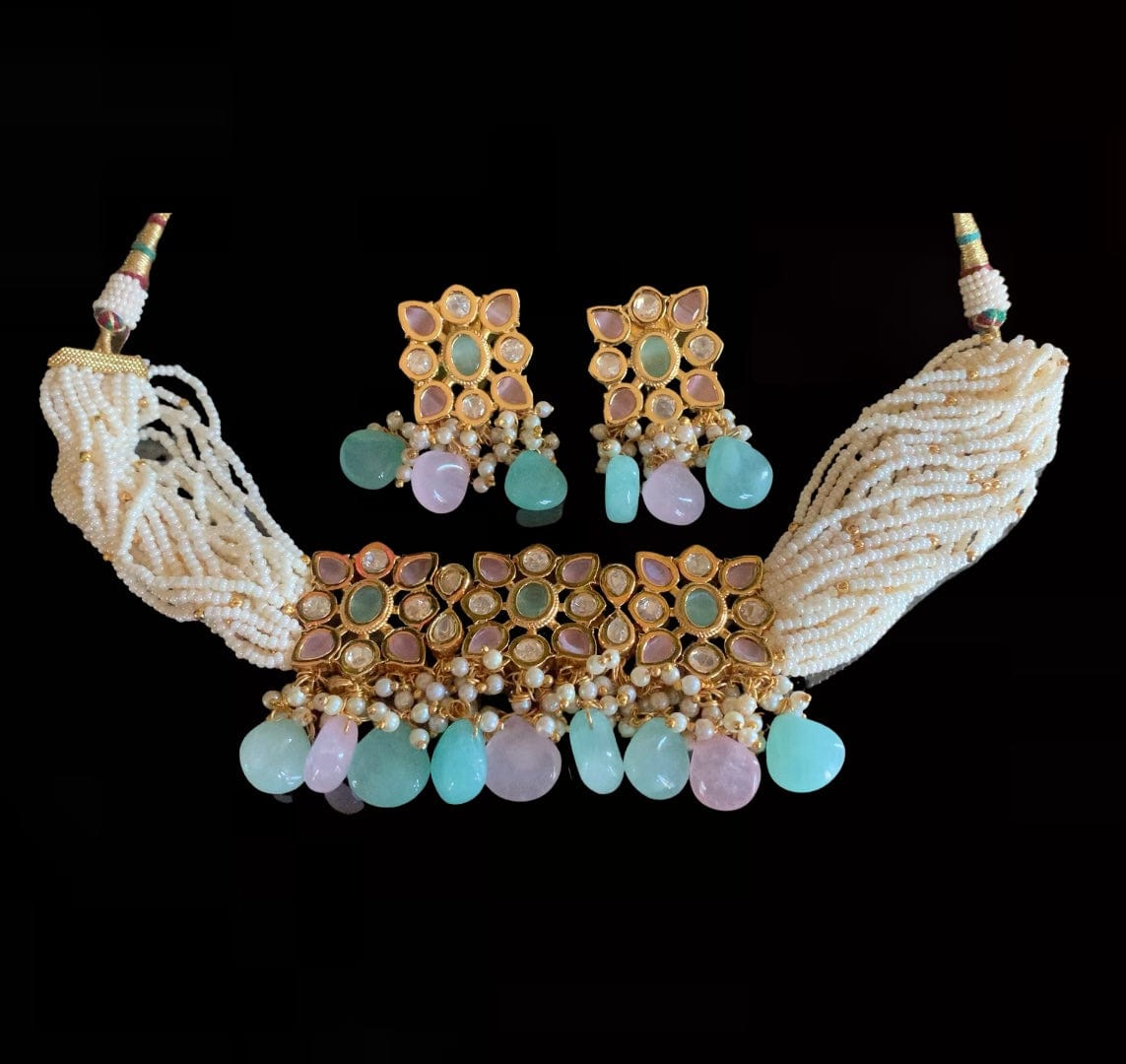 C156 Meera polki choker with earrings ( READY TO SHIP )