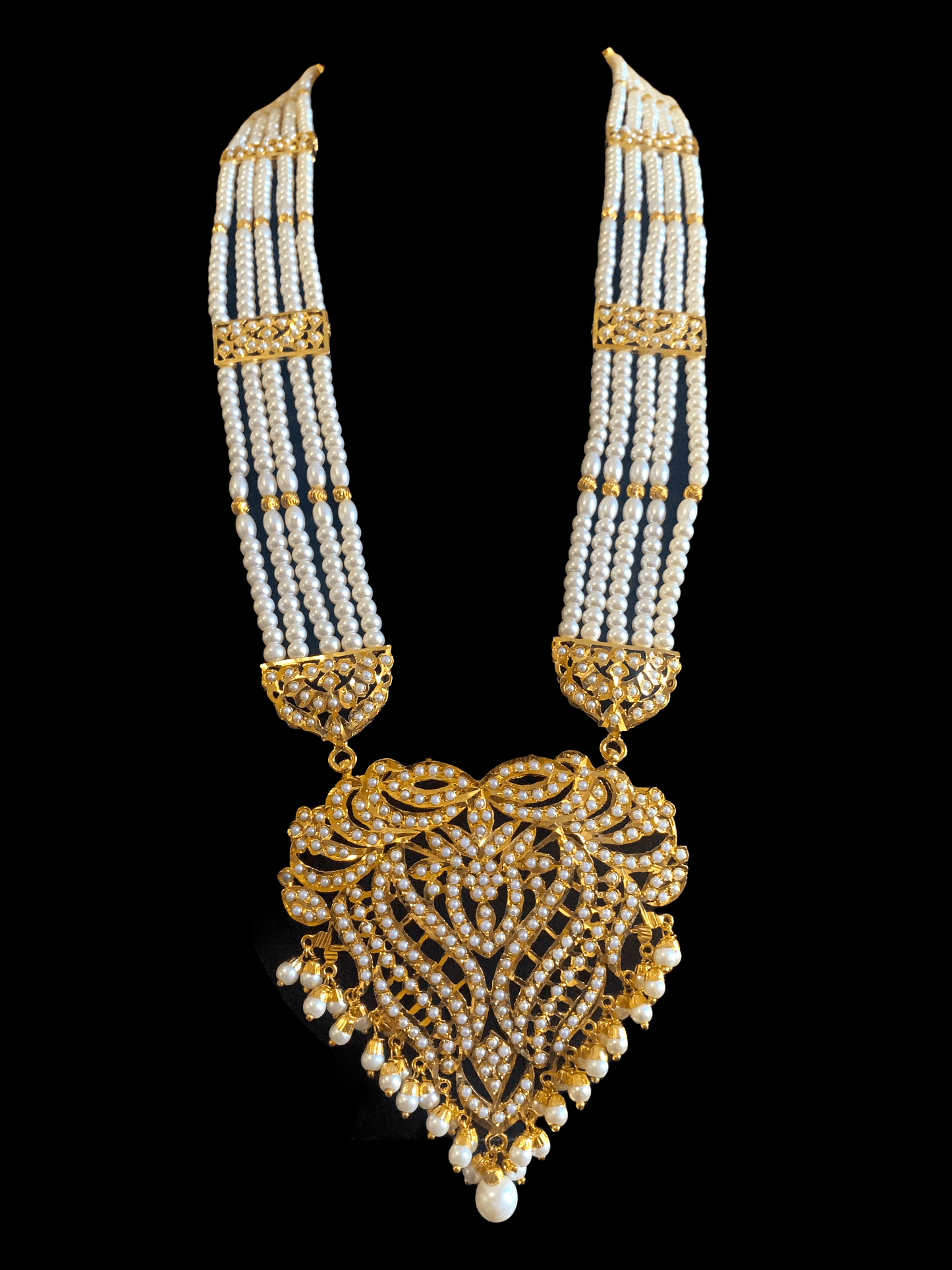 LN124 Sakshi pearl Jadau Rani haar with earrings tika ( READY TO SHIP )