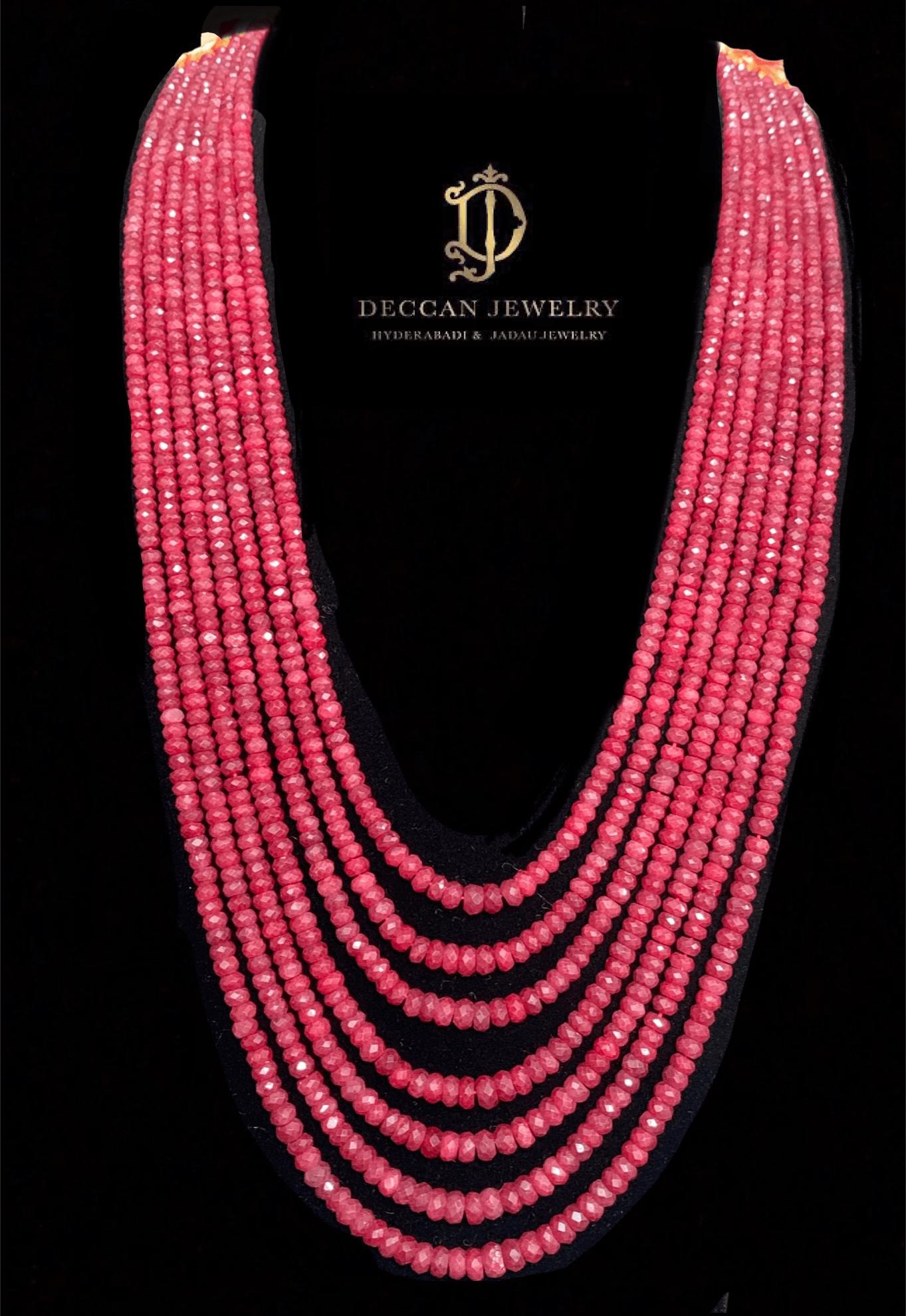 NS294 Seven layer ruby beads necklace ( SHIPS IN 4 WEEKS )