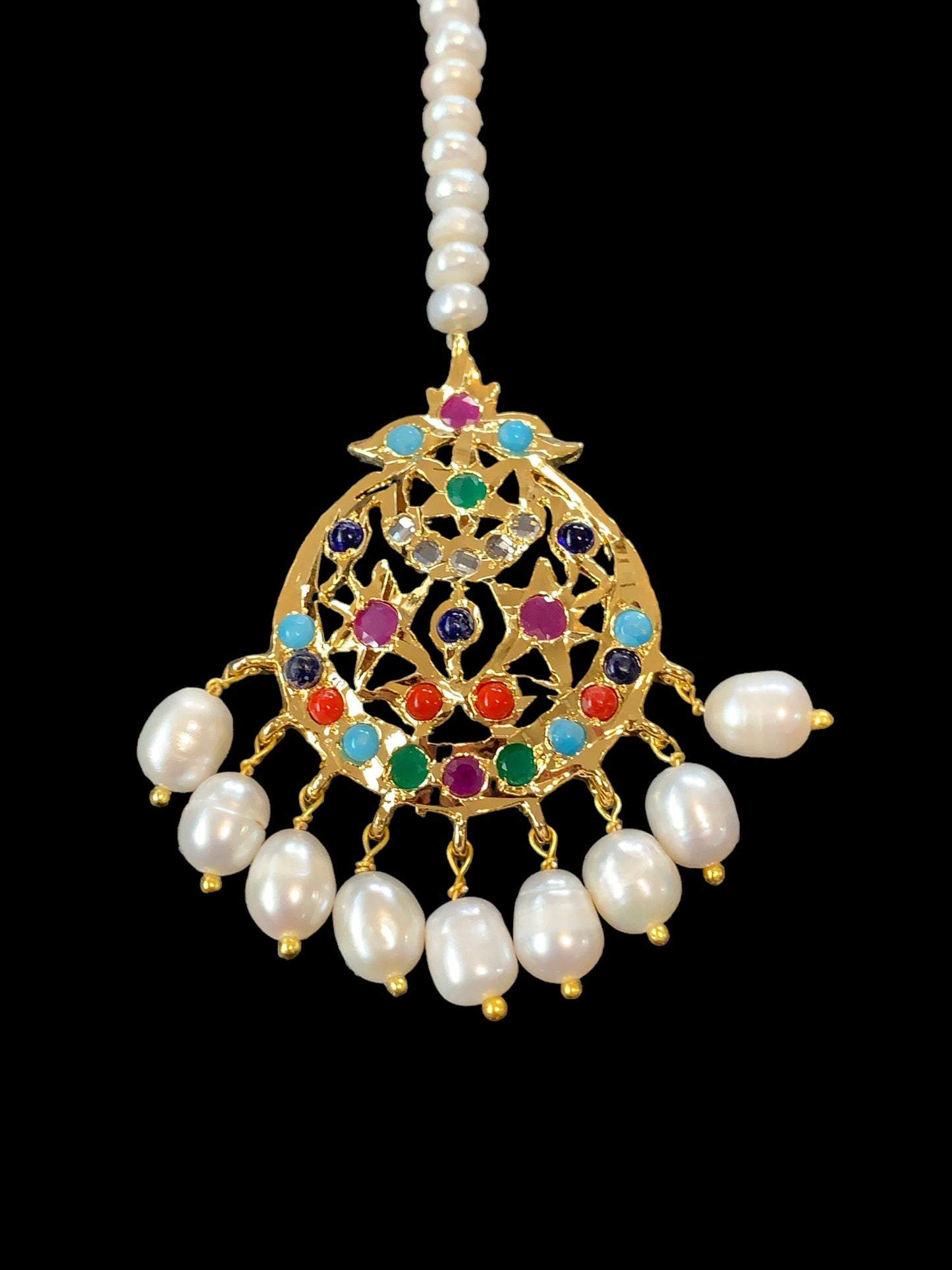 DJTK108 Lahar fresh water pearl tika- navratan ( READY TO SHIP )
