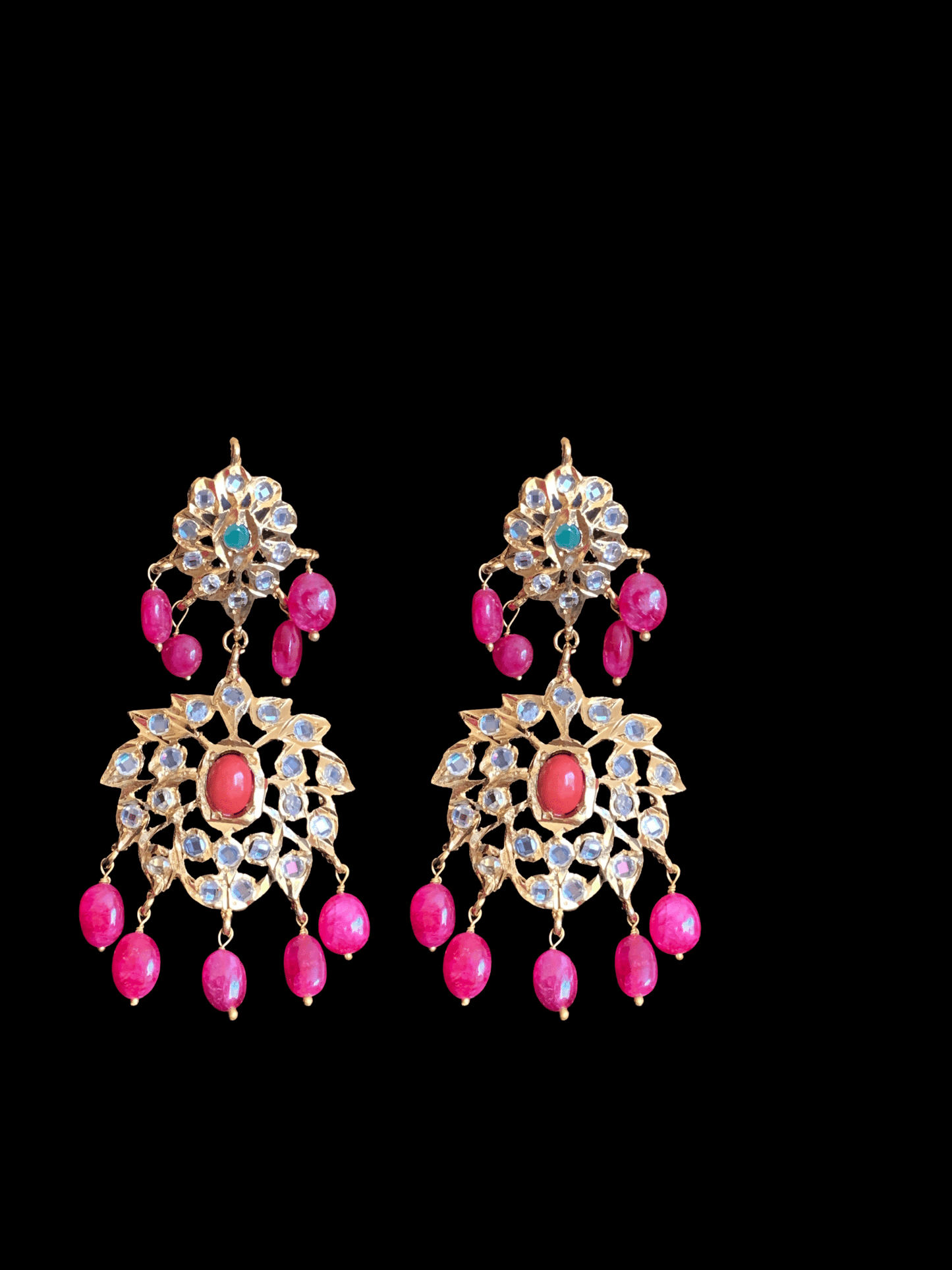 BR17 Aleezay fresh water pearls and navratan set( READY TO SHIP )