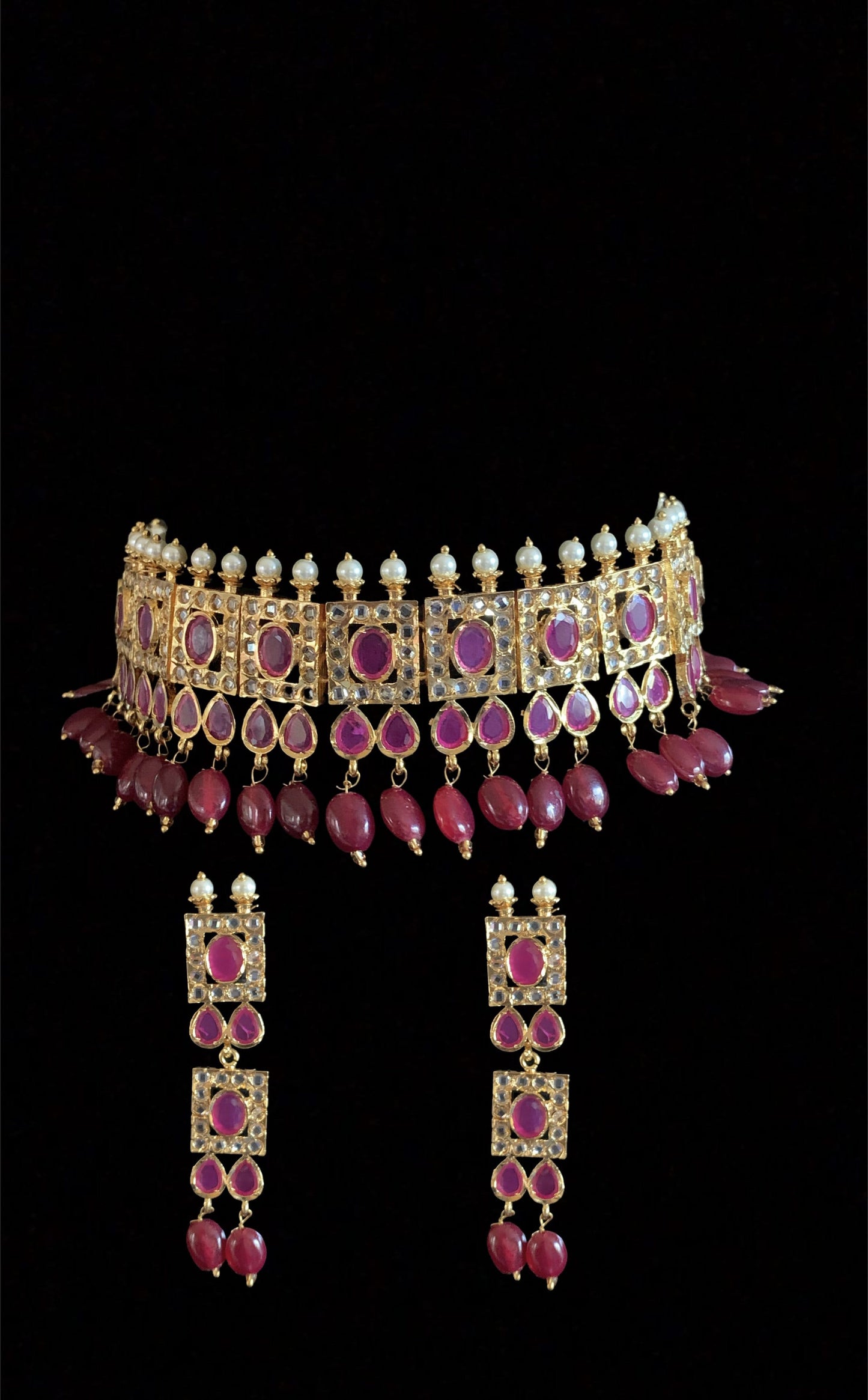 Gauhar hyderabadi choker in Ruby ( READY TO SHIP )