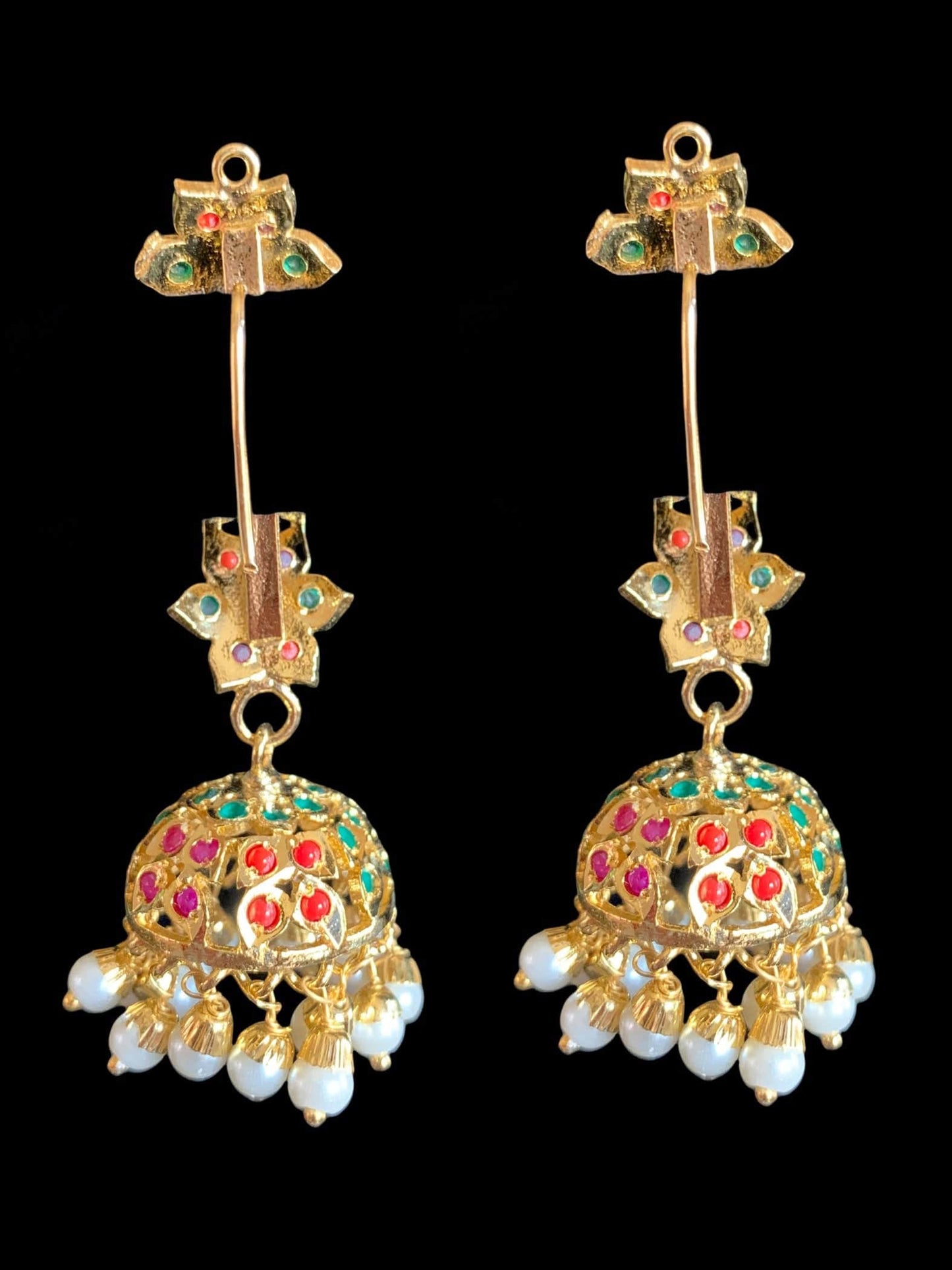 DER364 Ankita jhumka - navratan ( READY TO SHIP )