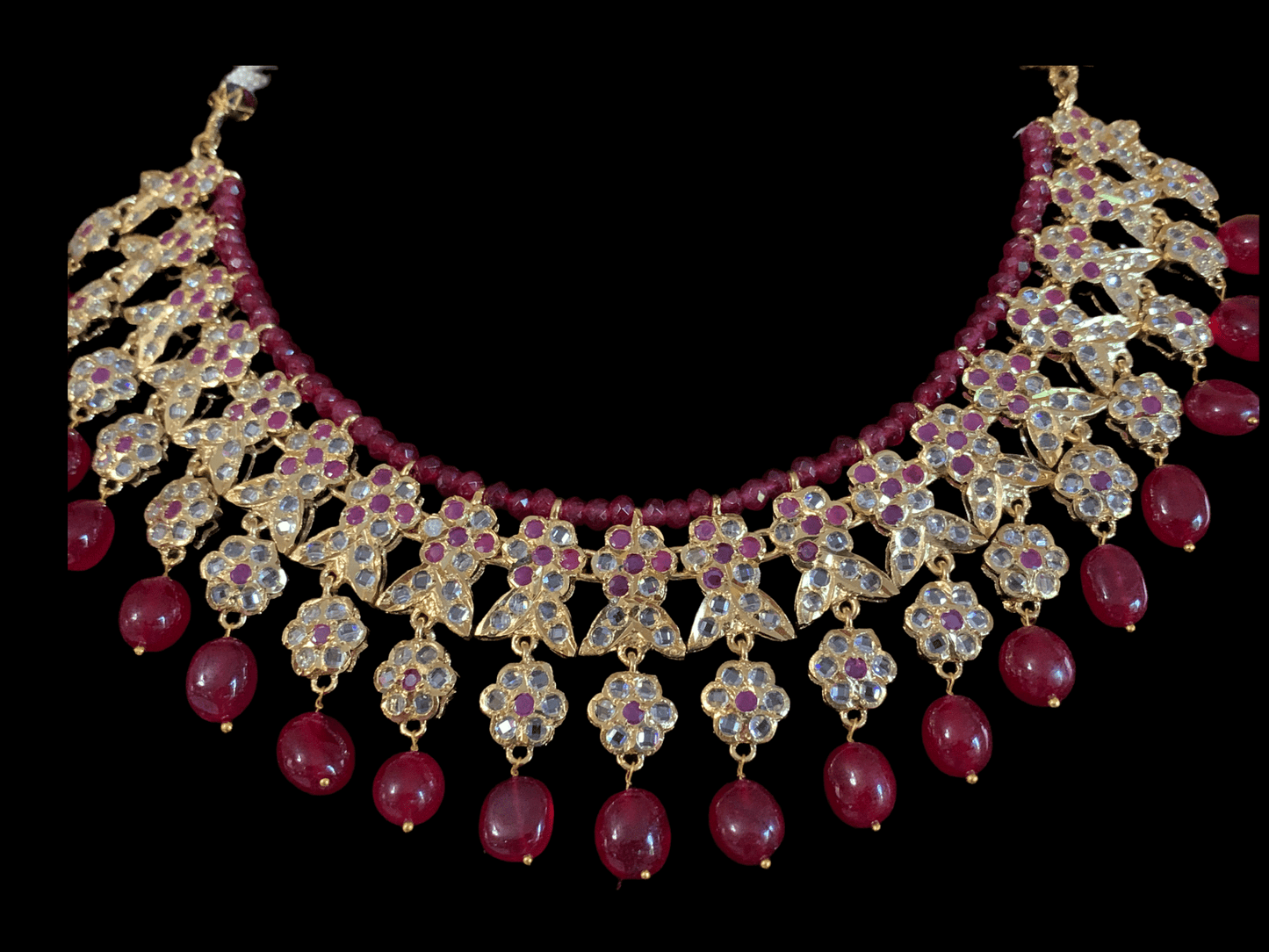 NS231 Parisha necklace set in ruby ( SHIPS IN 4 WEEKS )