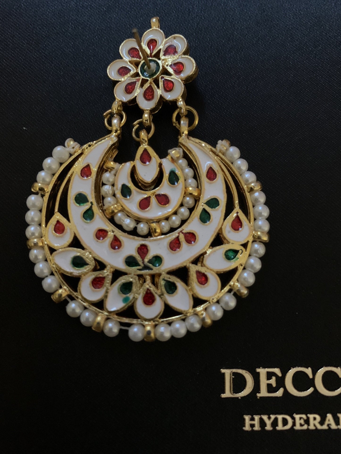 DER20 Ruhina Gold-Plated Kundan Chandbali Earrings (READY TO SHIP)
