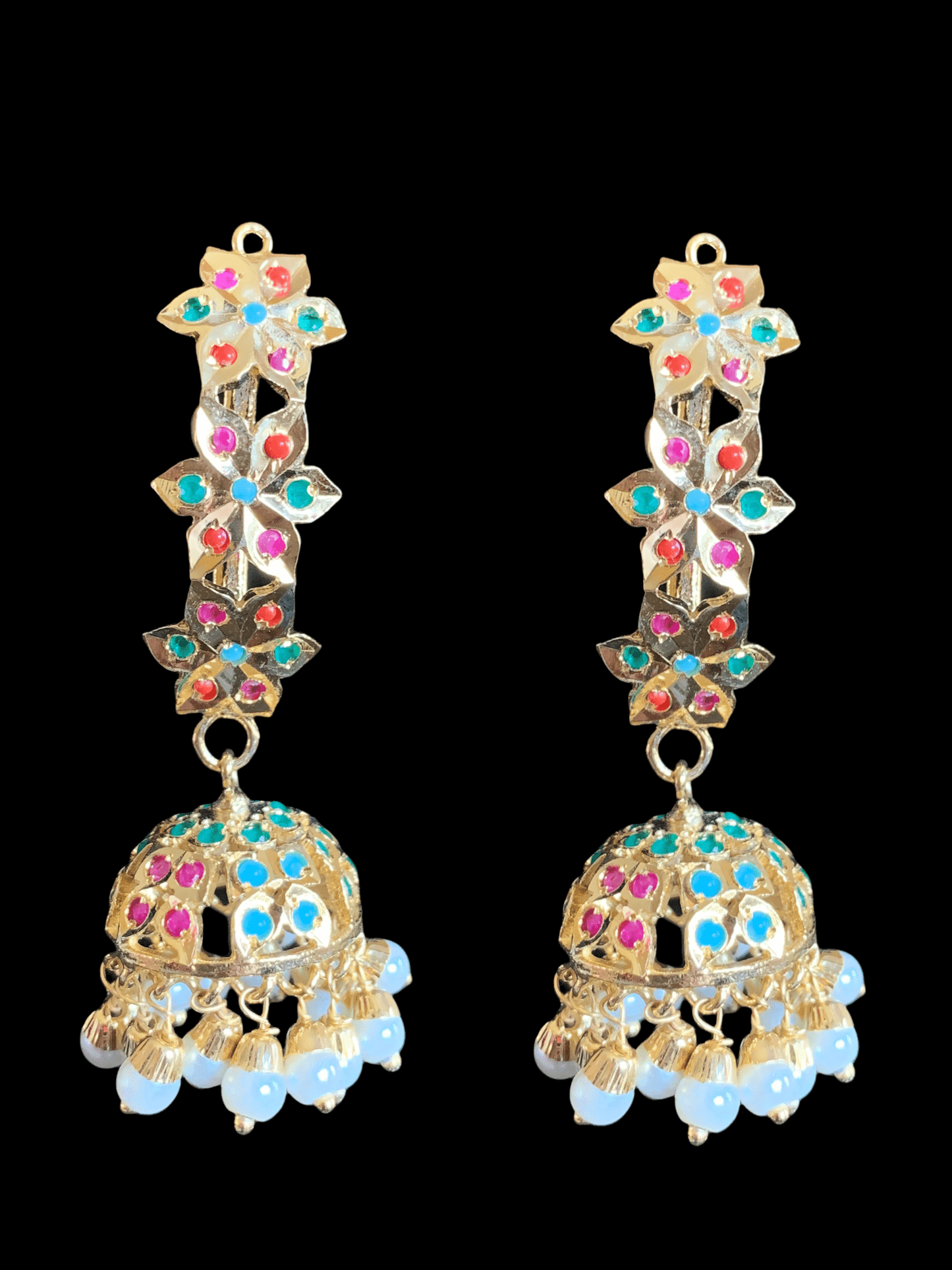 DER364 Ankita jhumka - navratan ( READY TO SHIP )