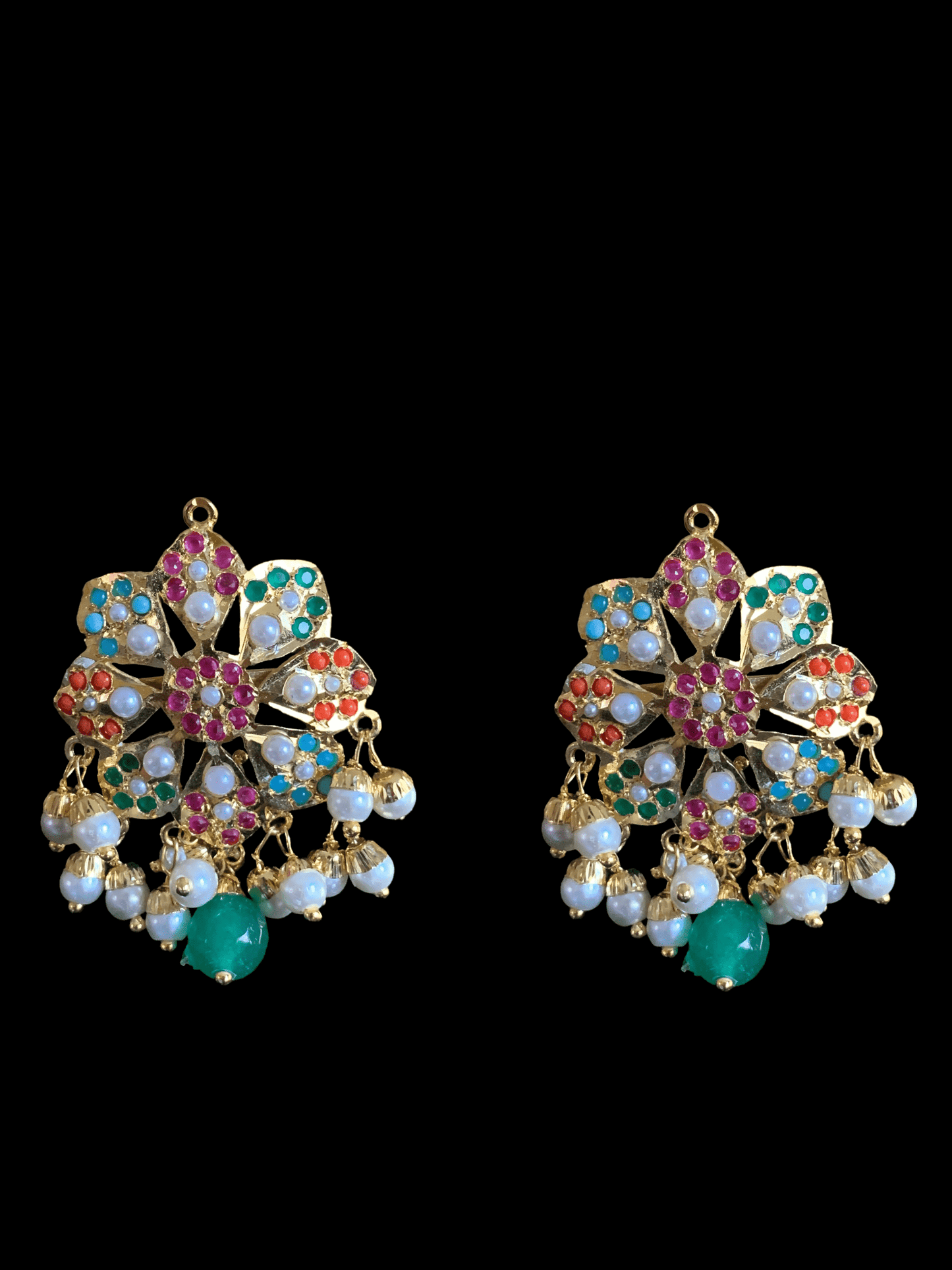 NS328 Alea punjabi Jadau necklace set - navratan (SHIPS IN 4 WEEKS )