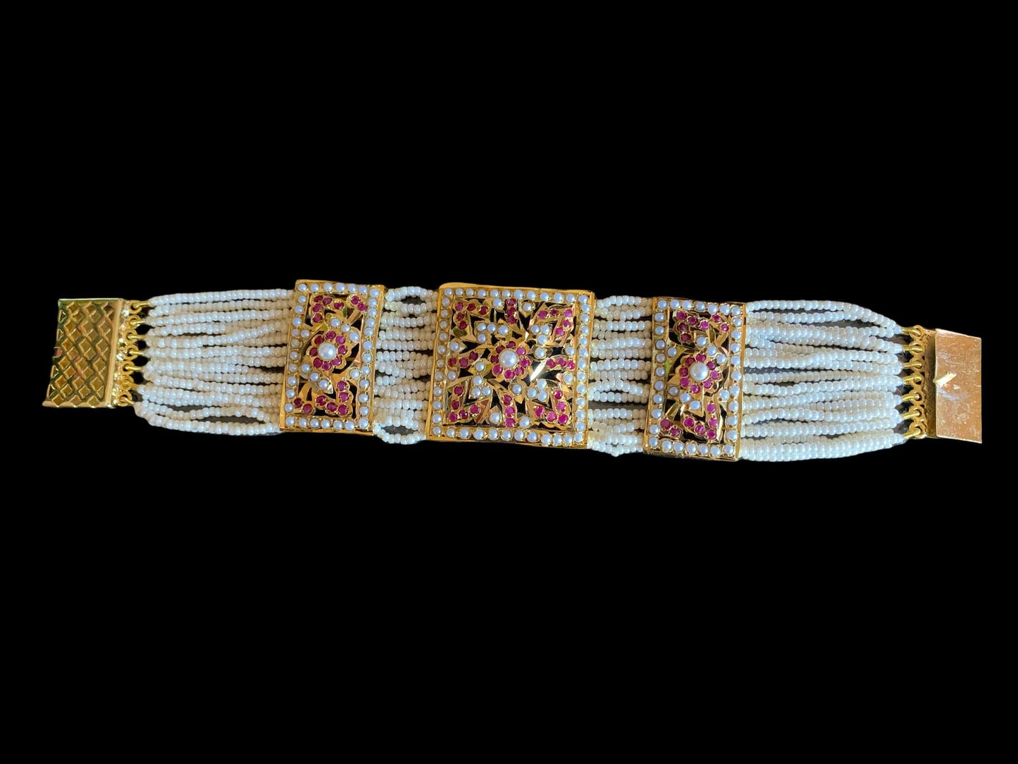 B79 Verdah jadau bracelet in ruby ( SHIPS IN 4 WEEKS )