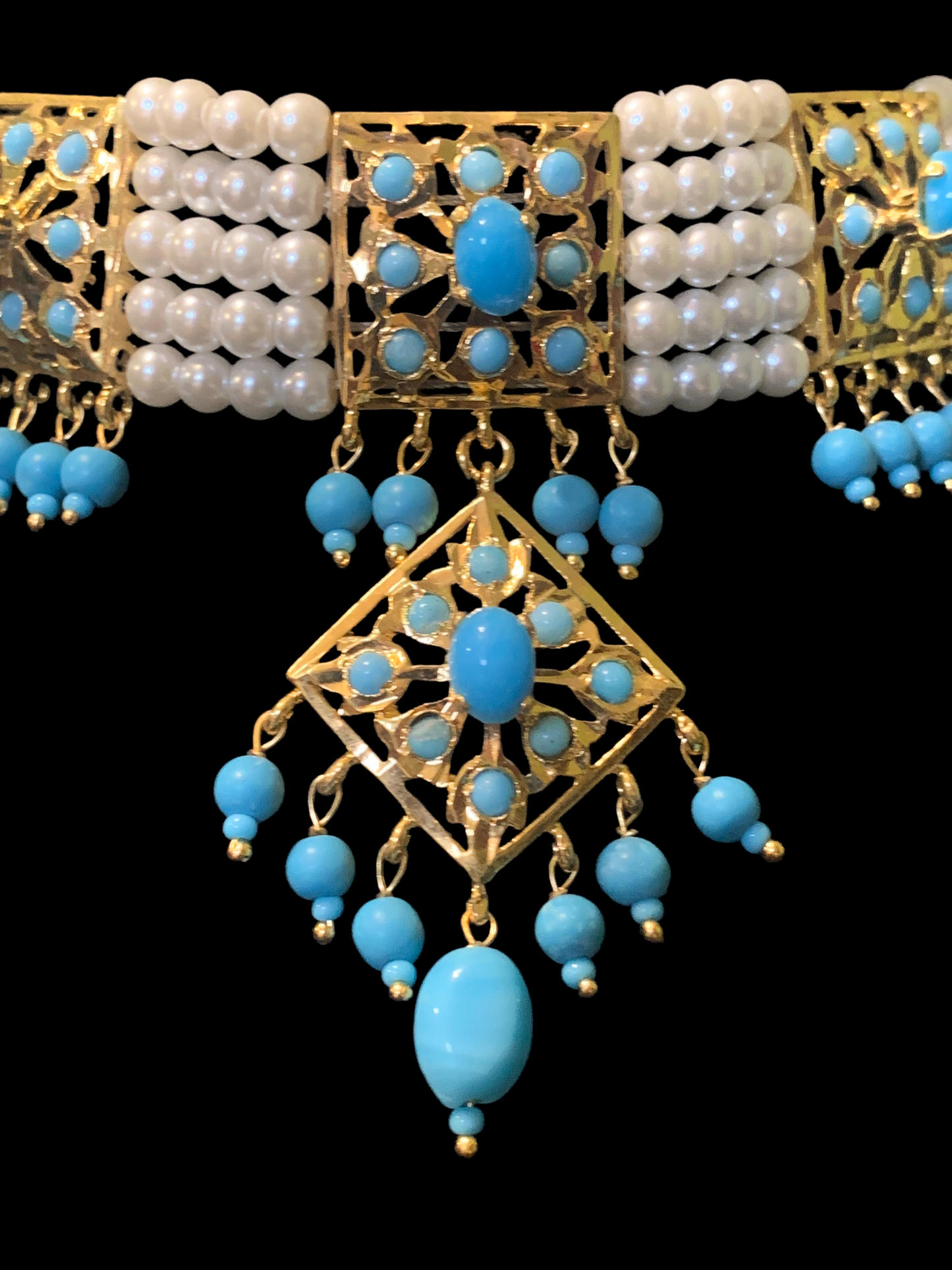 C197 Anushay ferozi / turquoise choker with earrings (SHIPS IN 4 WEEKS )