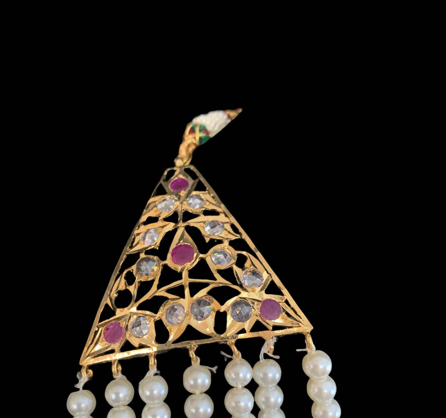 SAT25 Soha Hyderabadi five layer necklace / satlada in rubies( READY TO SHIP )