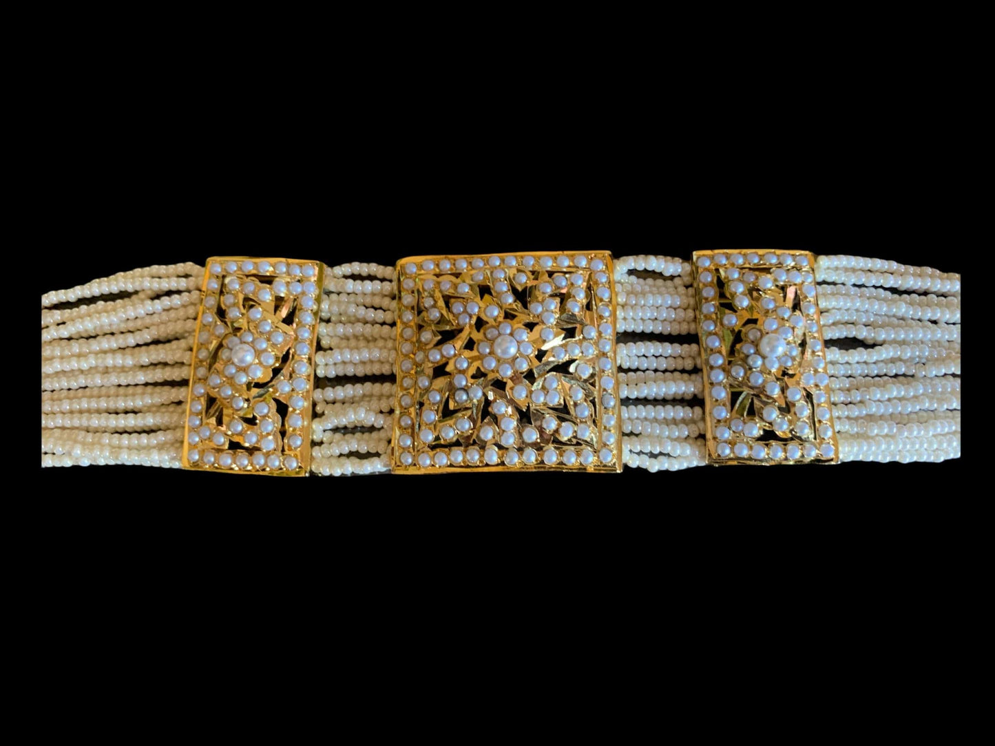 B78 Verdah jadau bracelet in pearls ( READY TO SHIP )