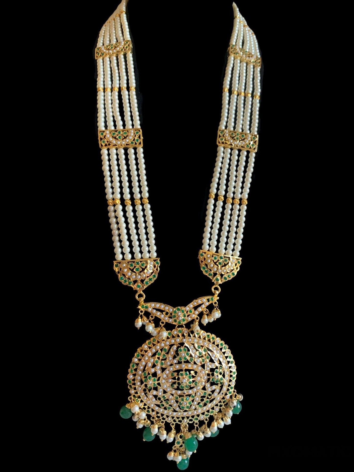 DLN21 Simran rani haar in green / emeralds ( READY TO SHIP)