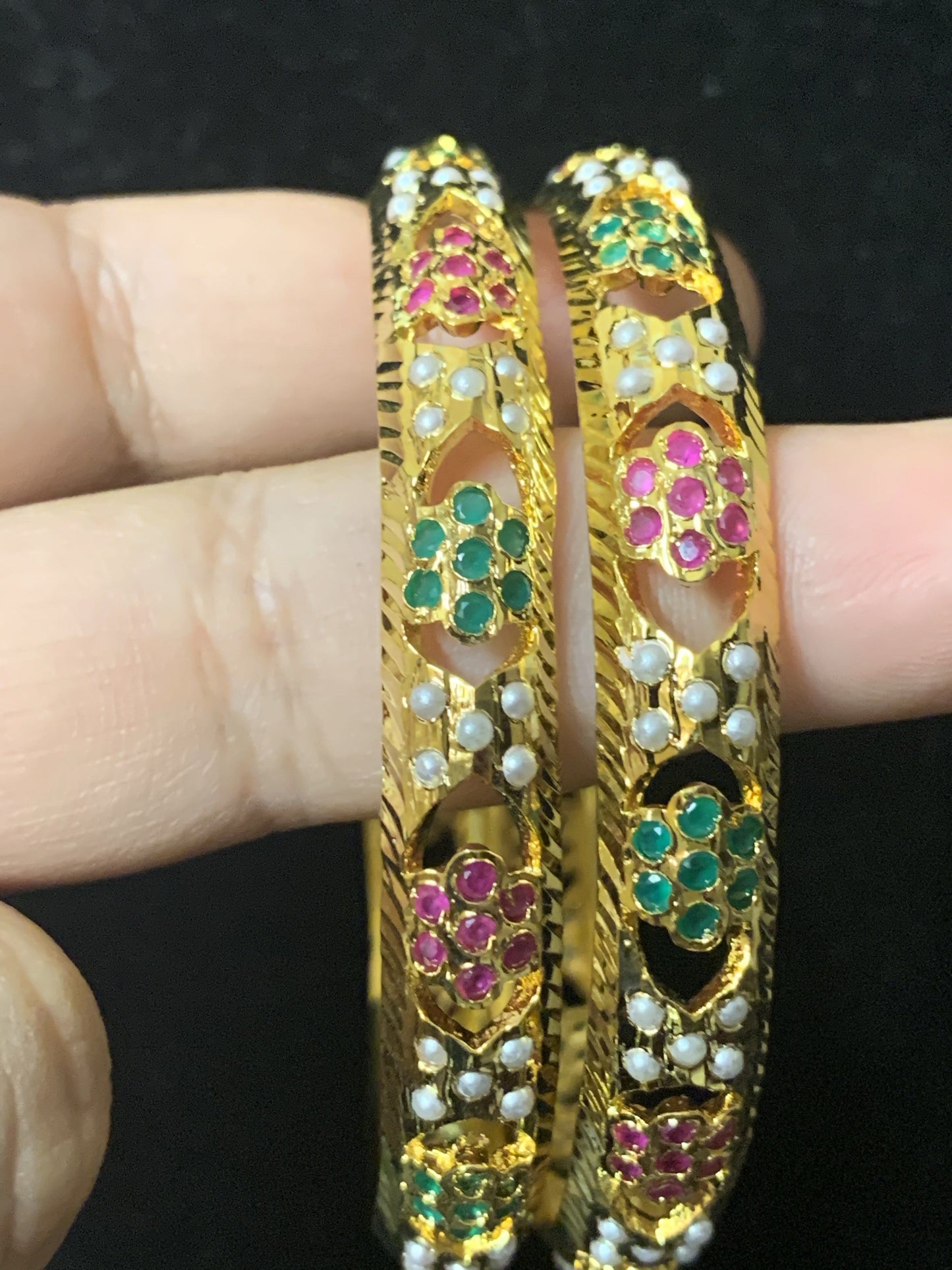 B94 Shama ruby emerald bangles ( READY TO SHIP )