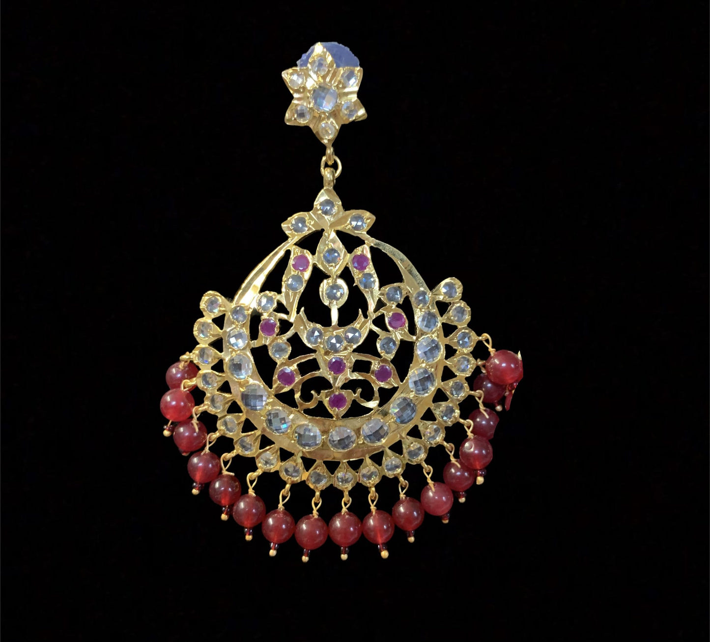 Sehra chandbali in red ( SHIPS IN 4 WEEKS )