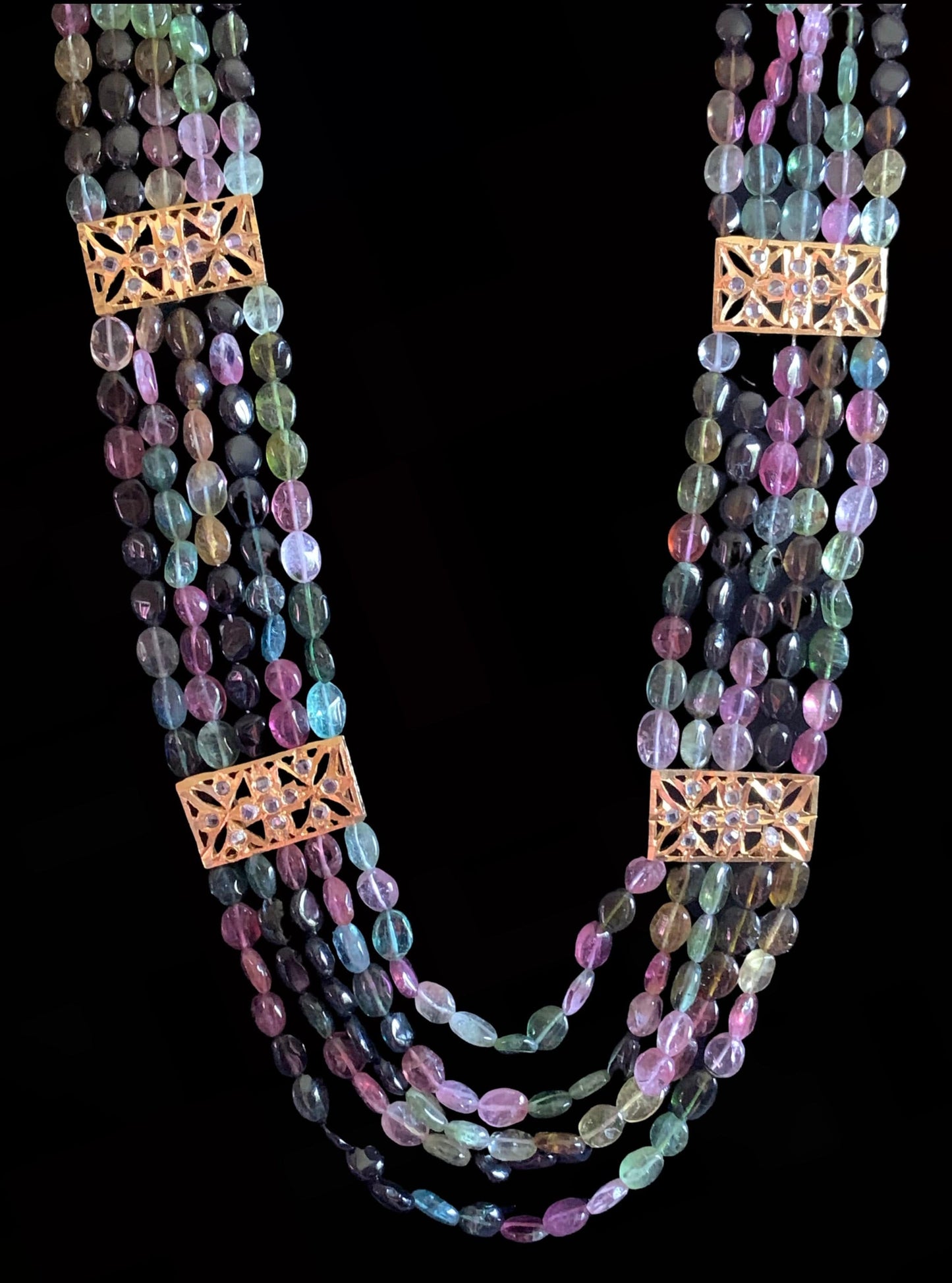 LN57 Ghazal natural tourmaline beads Rani haar ( SHIPS IN 4 WEEKS )