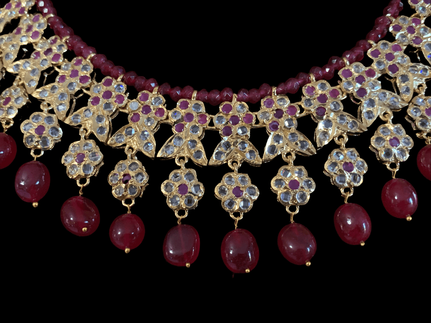 NS231 Parisha necklace set in ruby ( SHIPS IN 4 WEEKS )