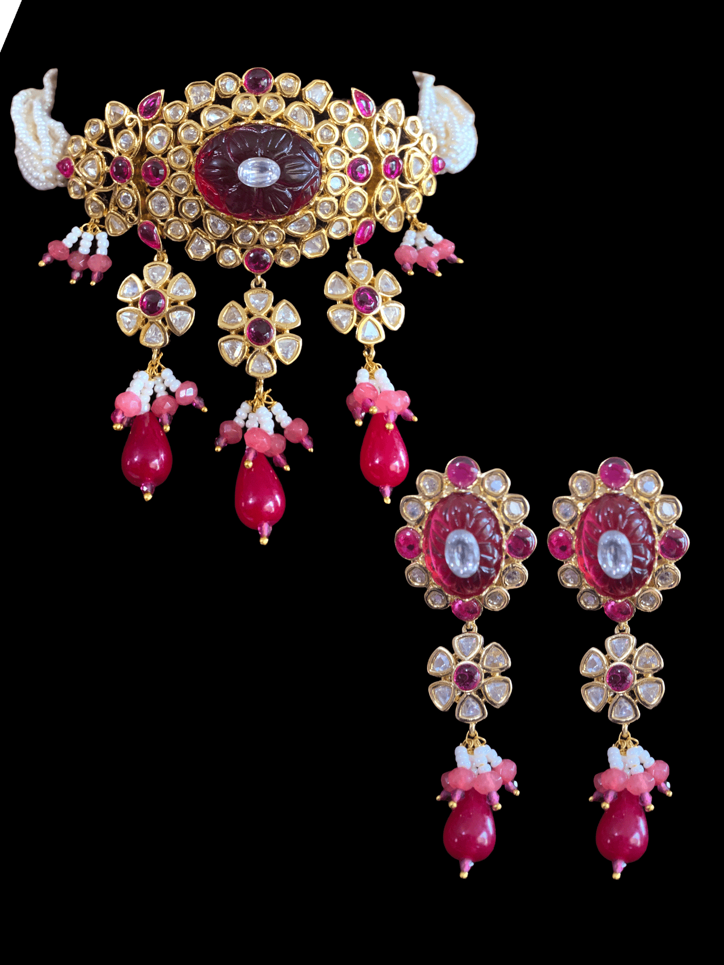 C124 cz polki choker in ruby ( READY TO SHIP )