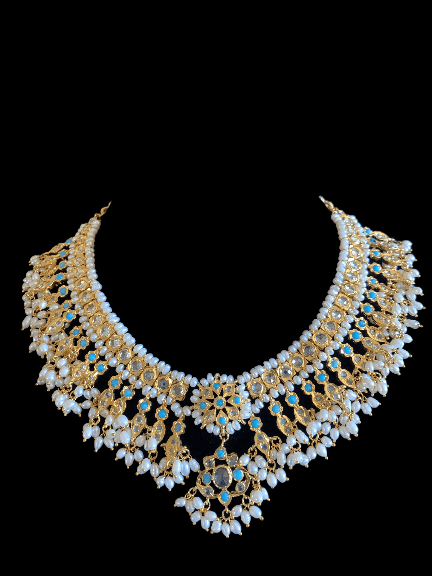 Kali feroza hyderabadi necklace set in fresh water pearls (SHIPS IN 4 WEEKS )