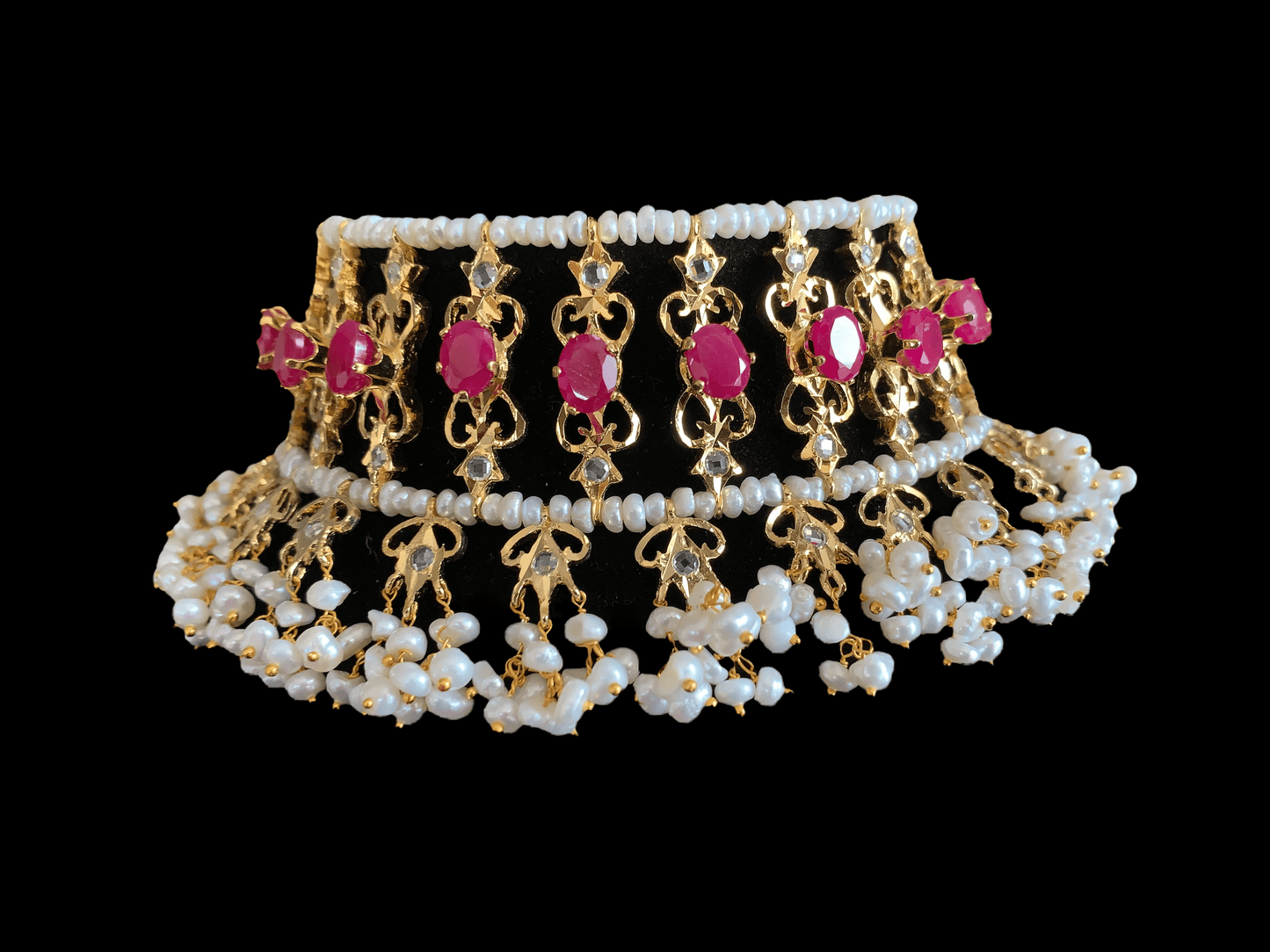 BR12 Viya bridal set in fresh water pearls and rubies( READY TO SHIP )