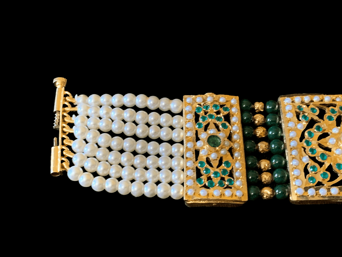 B64 Saira jadau bracelet in green ( READY TO SHIP )