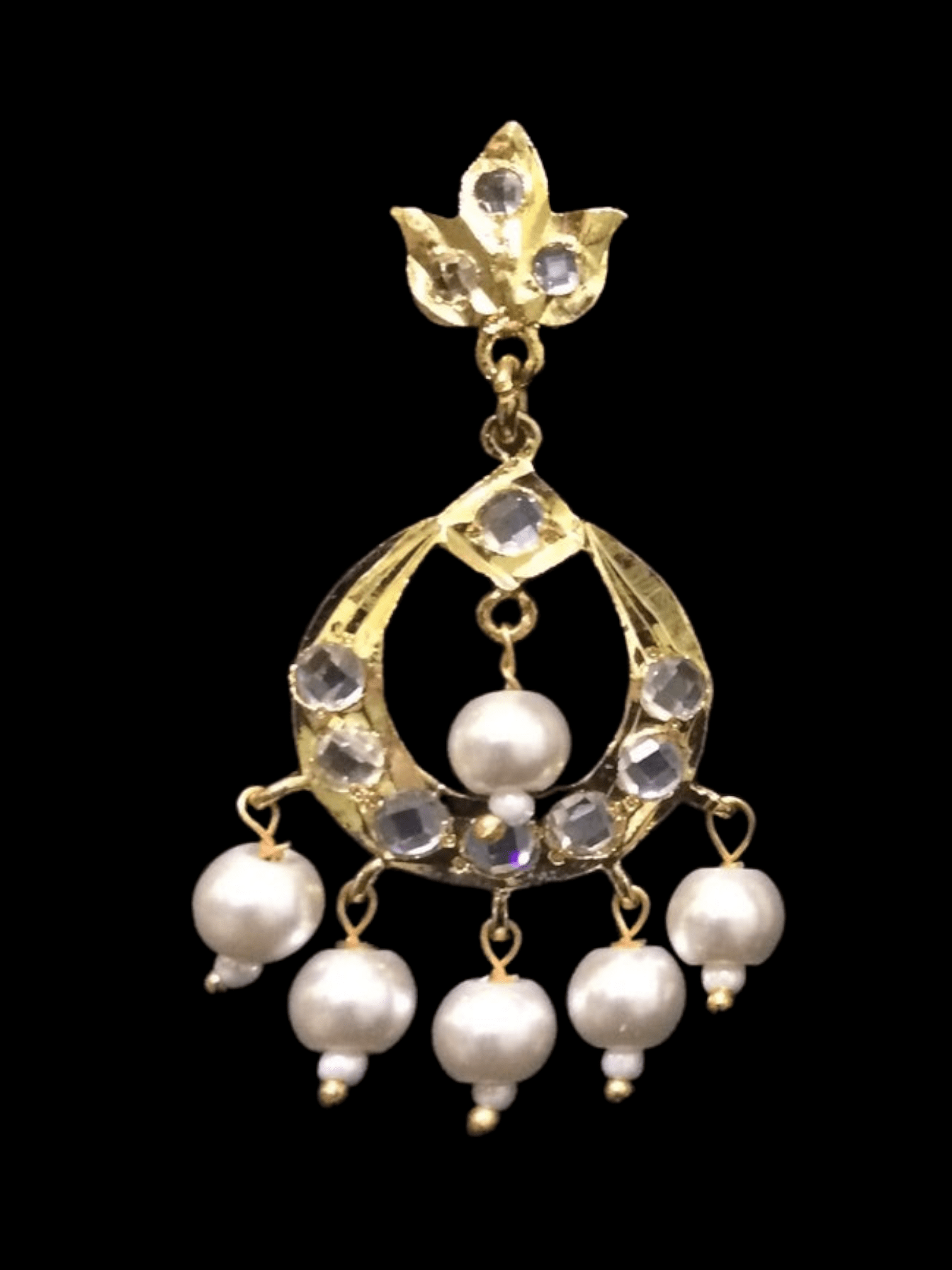 DER179 Neda small sized chandbali in pearls (READY TO SHIP )