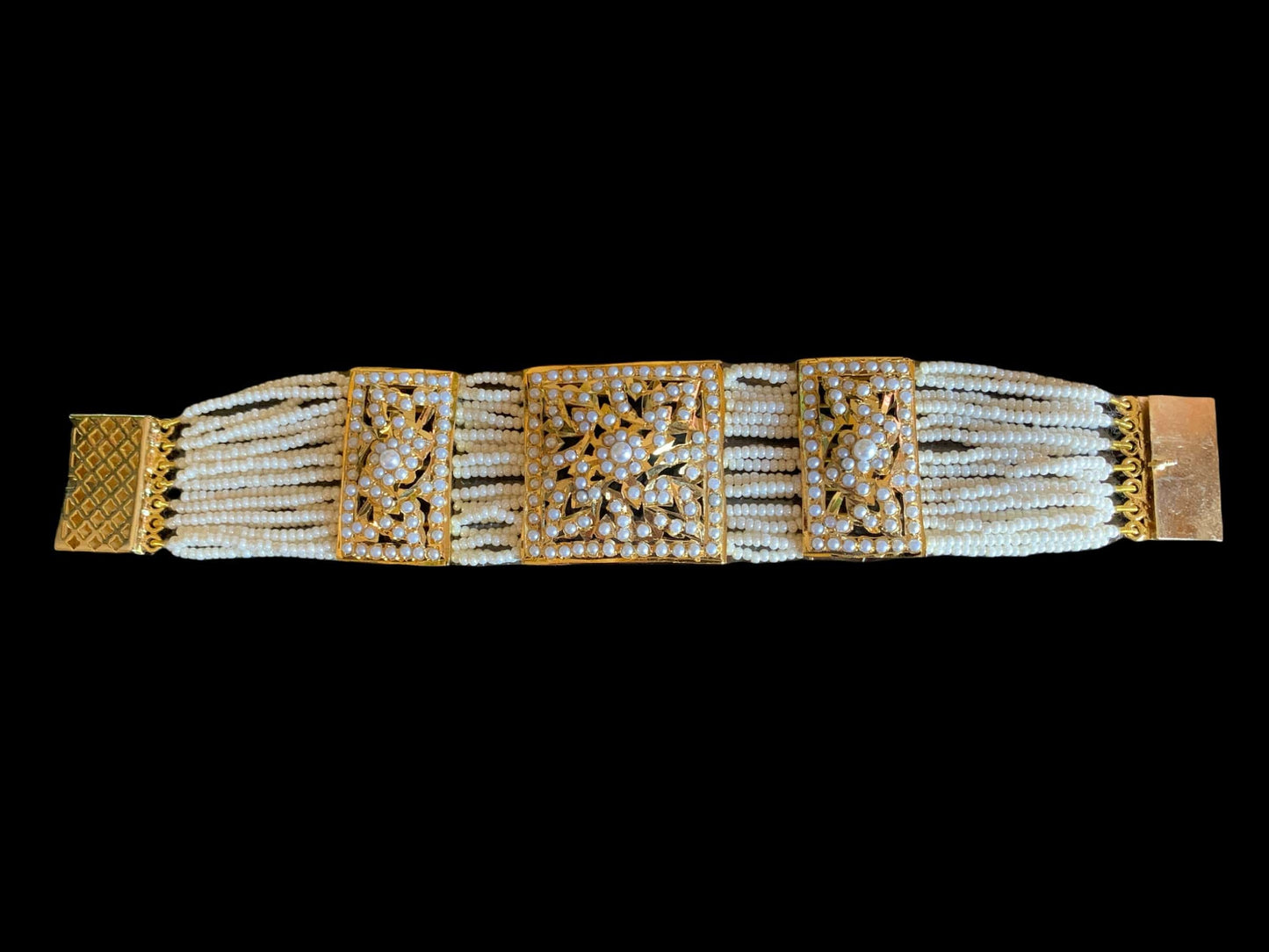 B78 Verdah jadau bracelet in pearls ( READY TO SHIP )
